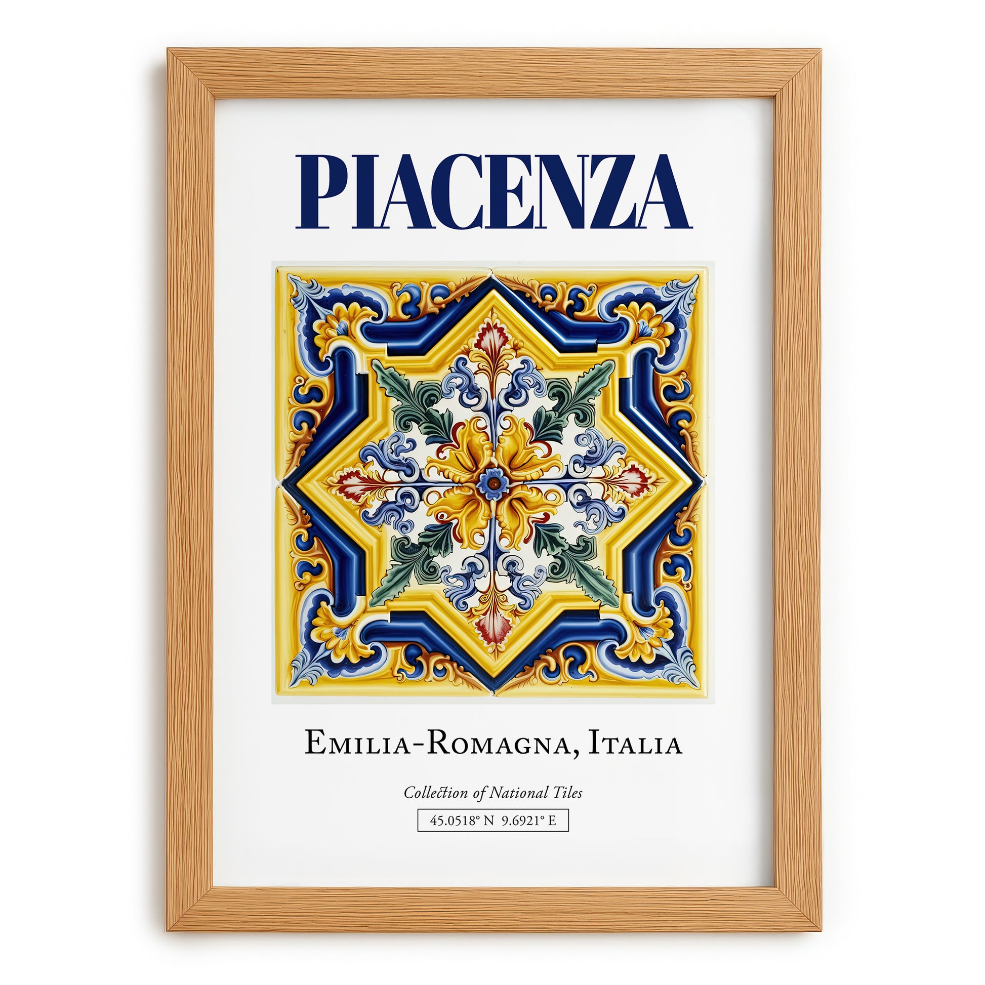 Piacenza, Italy – Travel Wall Art, set in oak frame