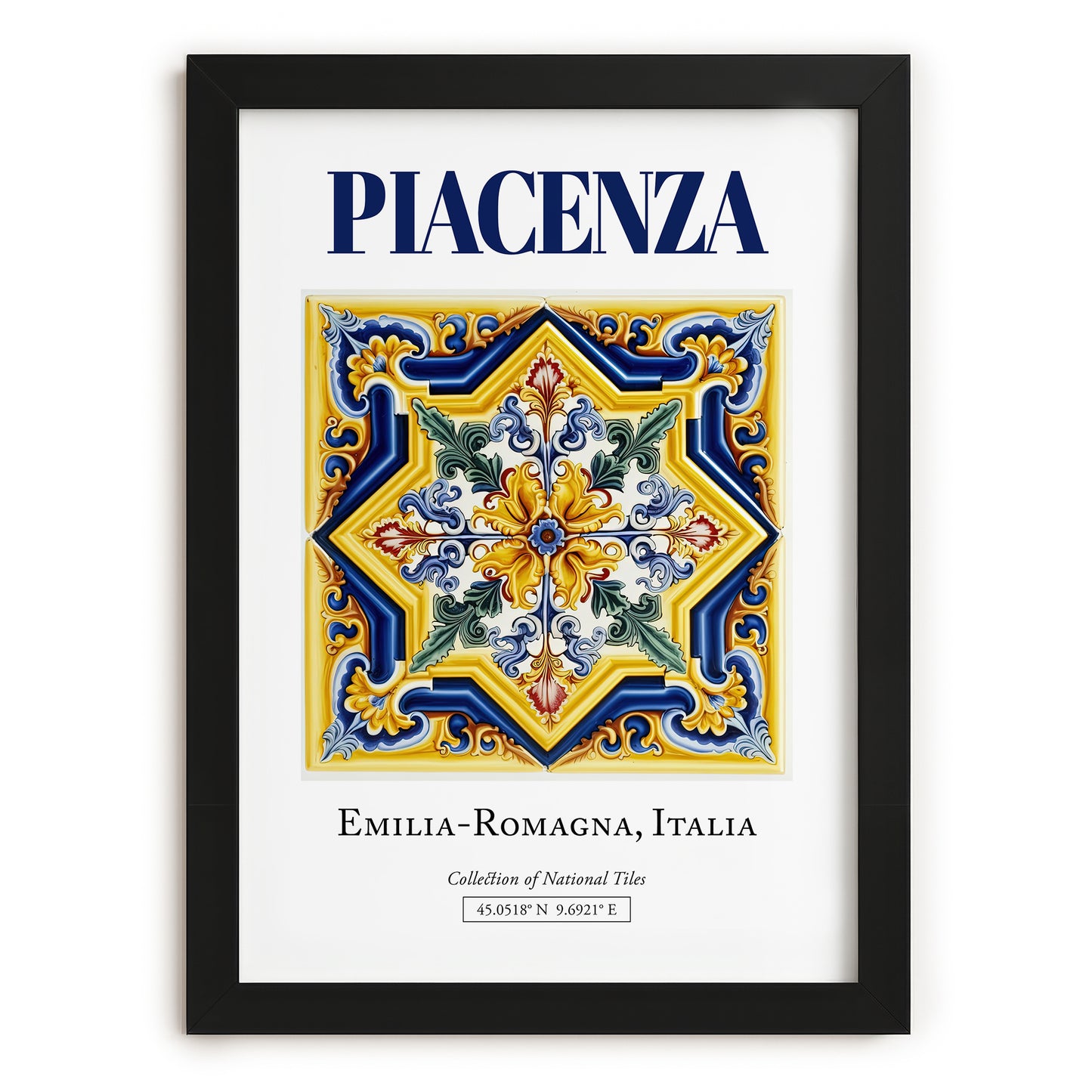 Piacenza, Italy – Travel Wall Art, in sleek black frame