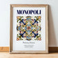 Monopoli, Italy – Travel Poster, in wooden frame leaning on the floor
