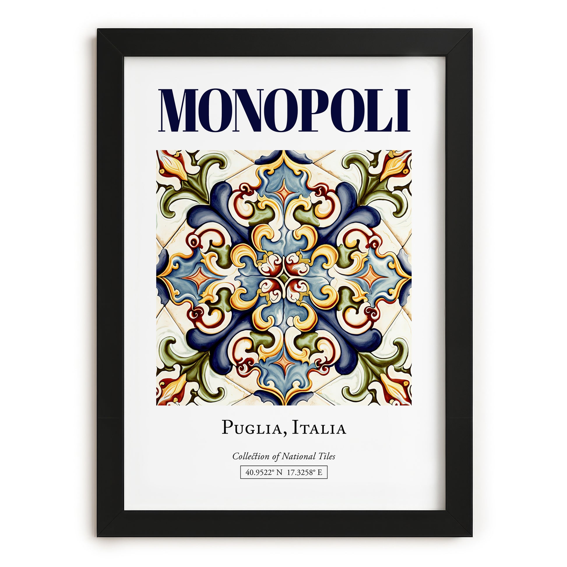Monopoli, Italy – Travel Poster, in sleek black frame