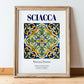 Sciacca, Italy – Minimalist Travel Print, in wooden frame leaning on the floor