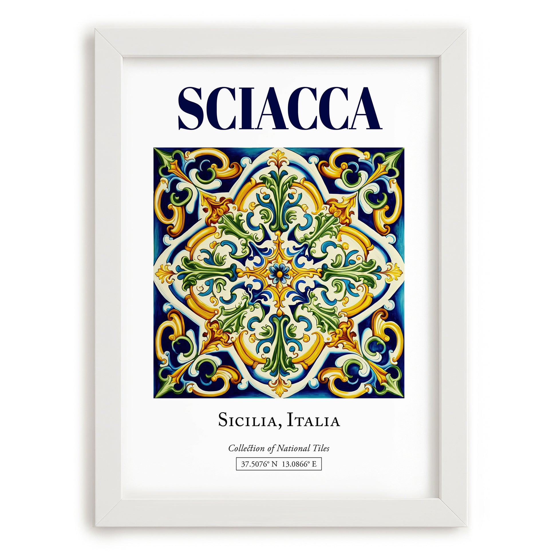Sciacca, Italy – Minimalist Travel Print, placed in minimal white frame
