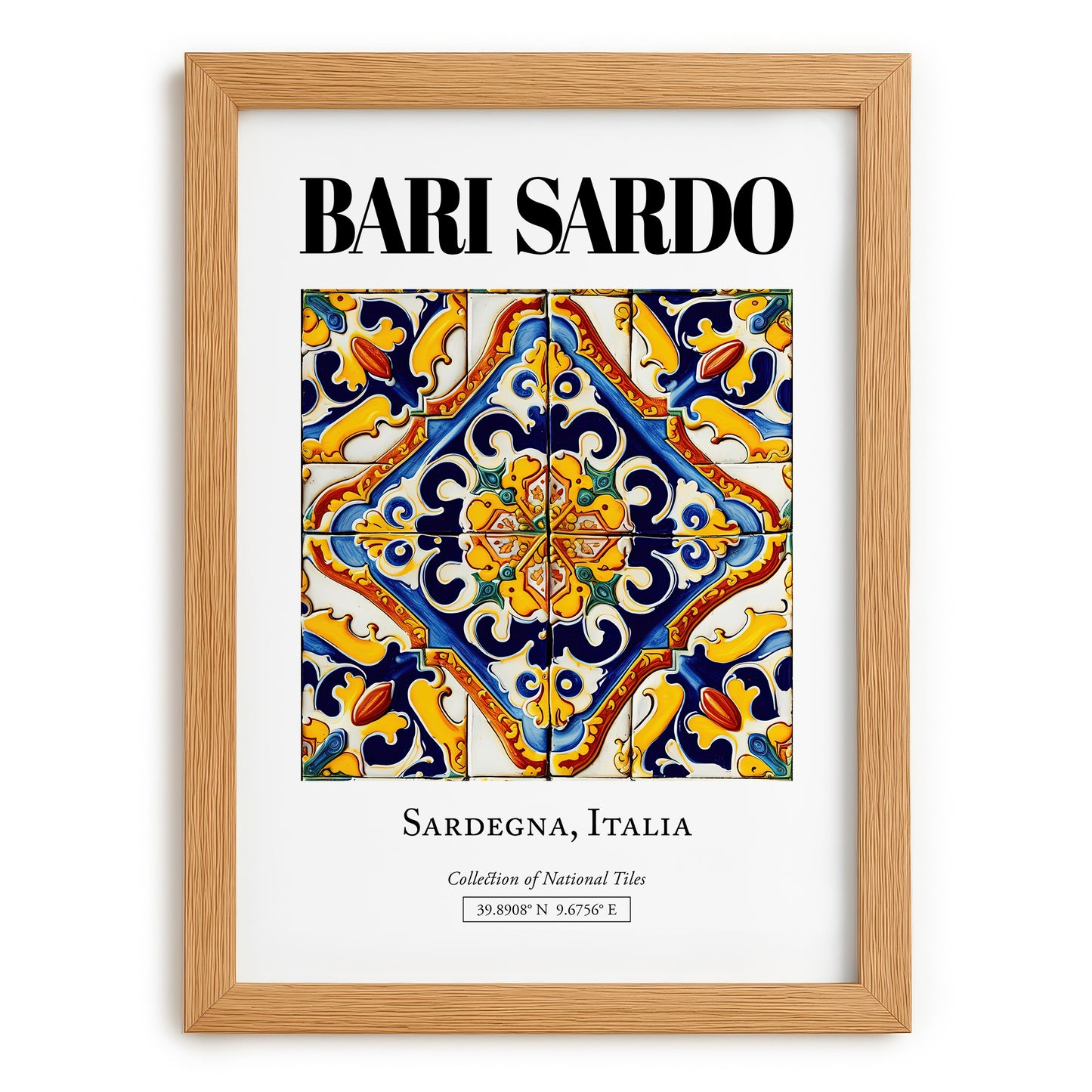 Bari Sardo, Italy – Travel Poster, set in oak frame