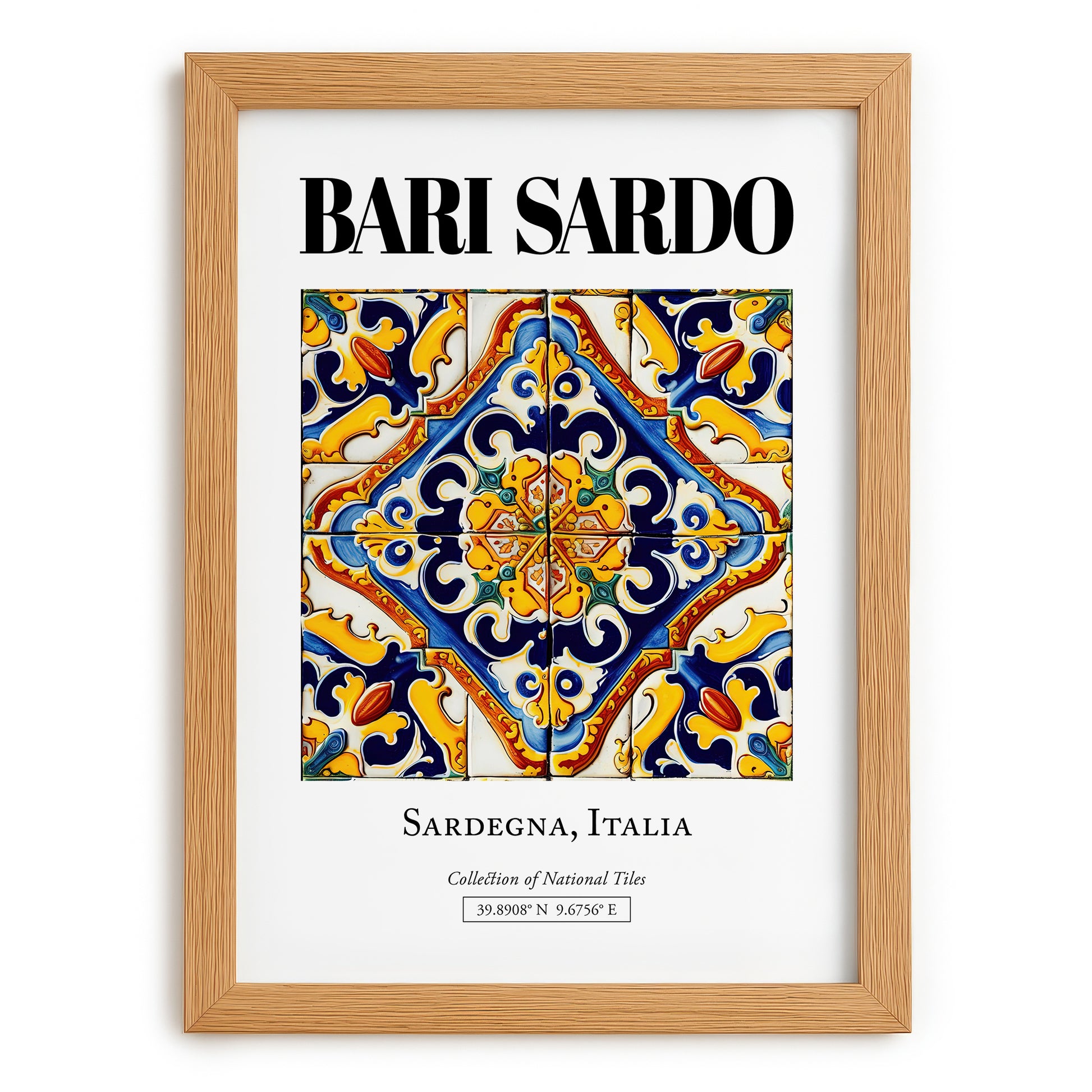 Bari Sardo, Italy – Travel Poster, set in oak frame
