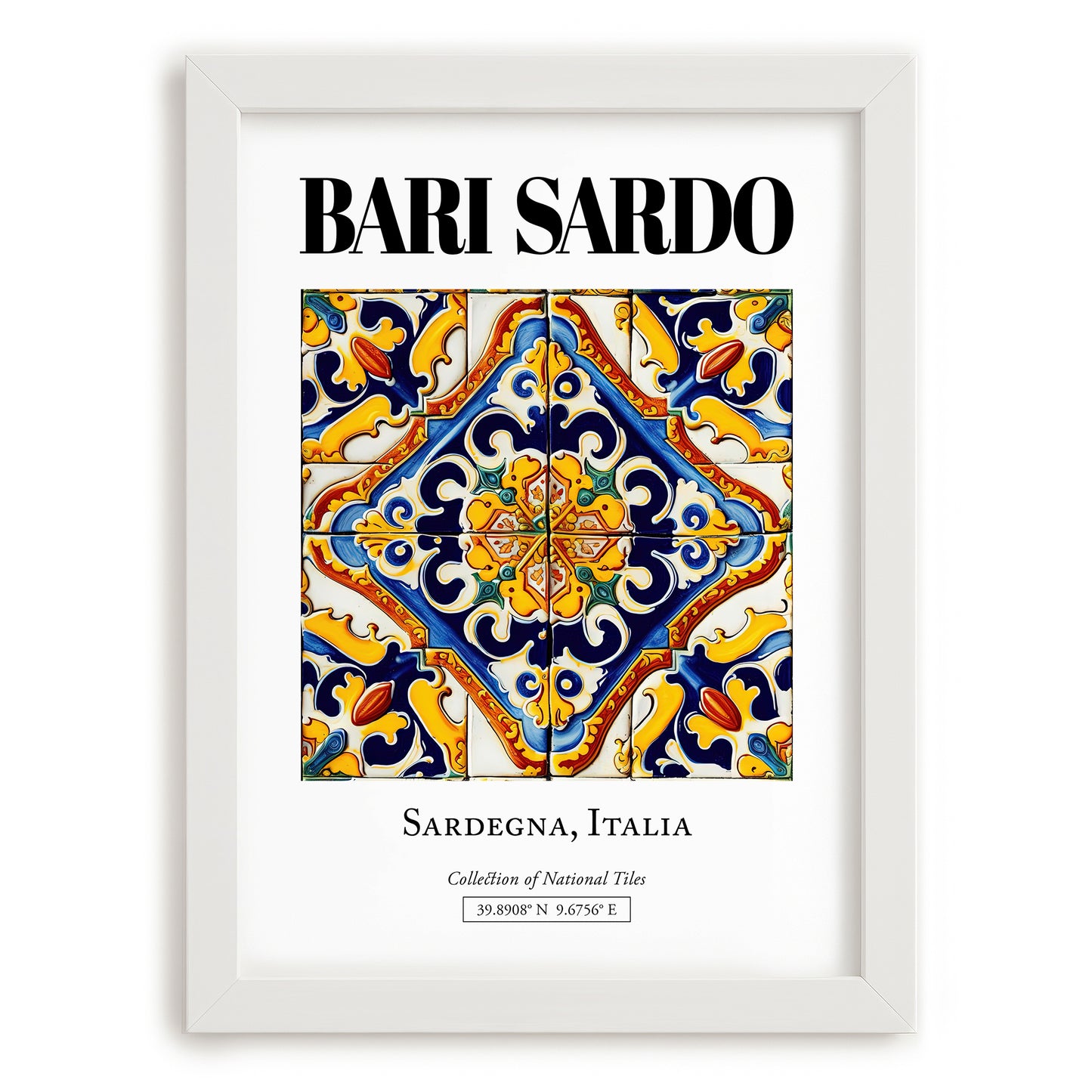 Bari Sardo, Italy – Travel Poster, placed in minimal white frame
