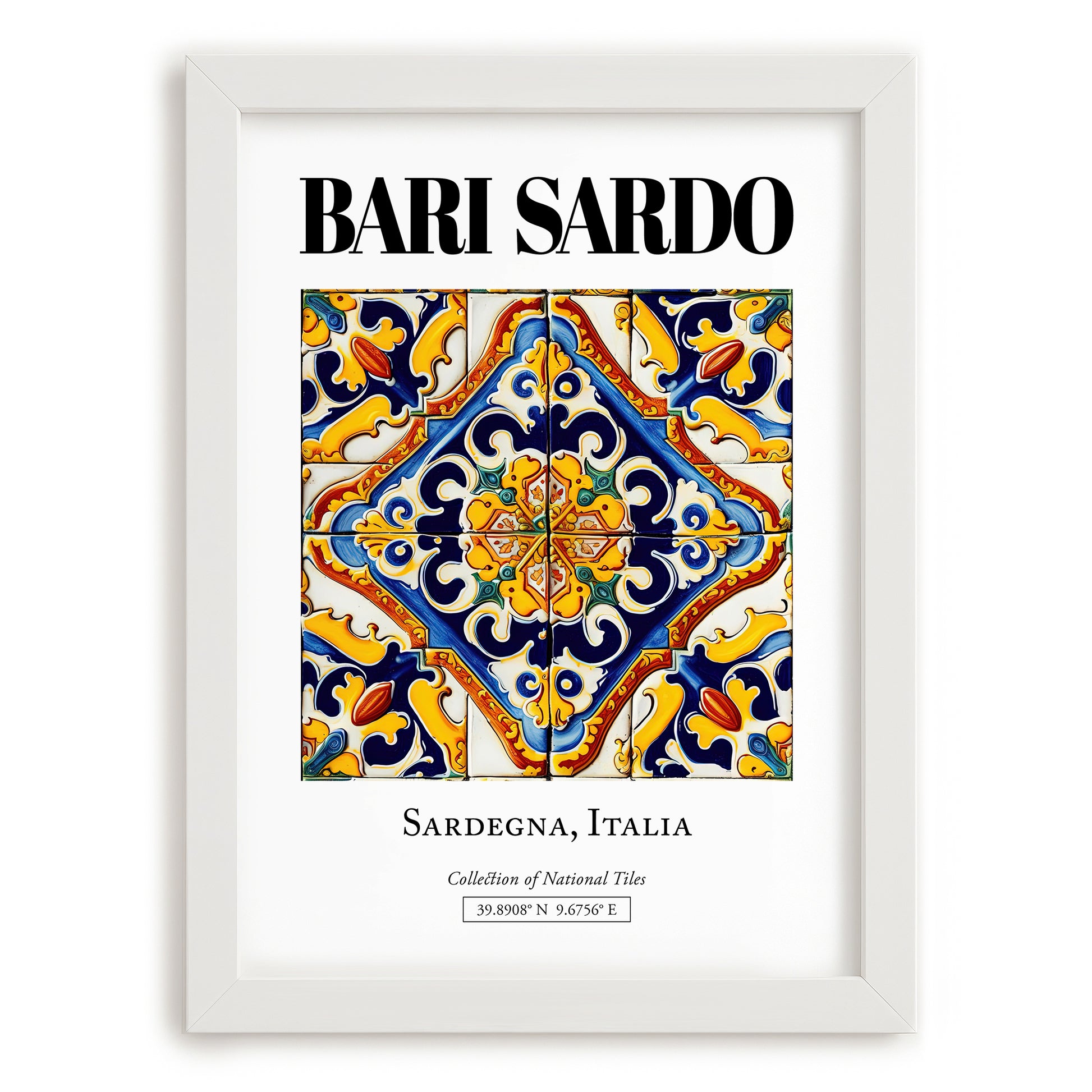 Bari Sardo, Italy – Travel Poster, placed in minimal white frame
