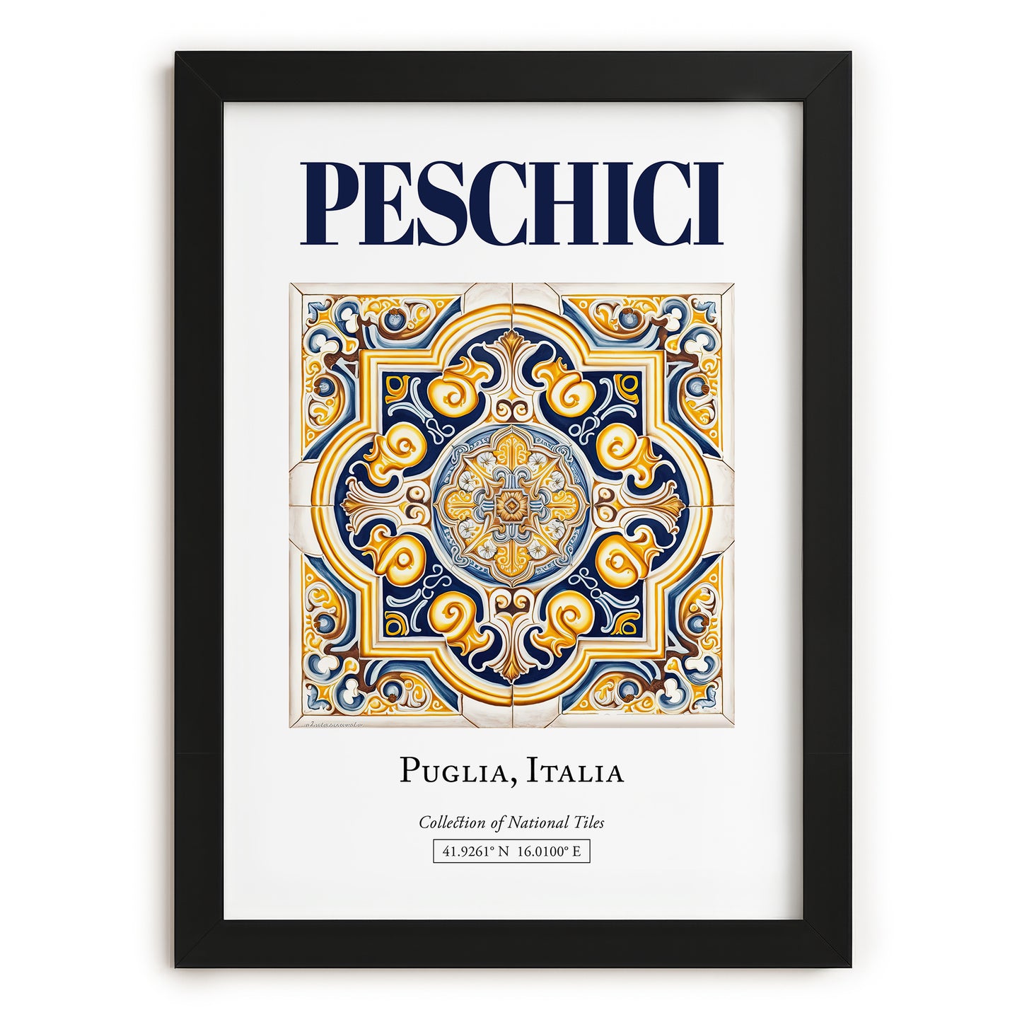 Peschici, Italy – Minimalist Travel Print, in sleek black frame