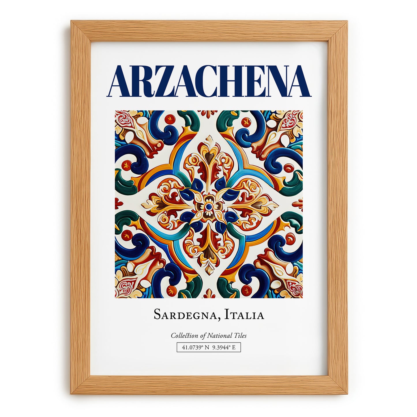 Arzachena, Italy – Travel Poster, set in oak frame
