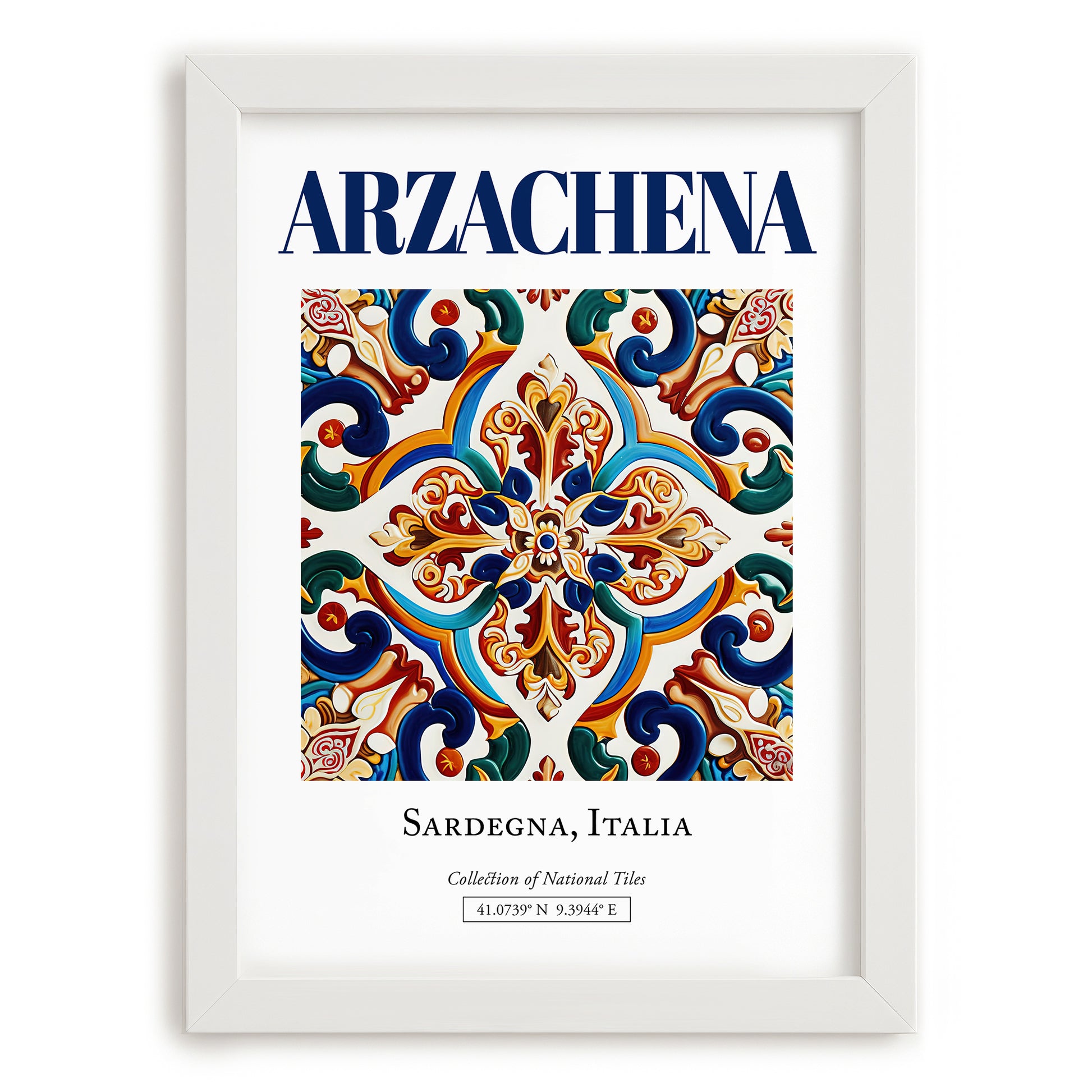 Arzachena, Italy – Travel Poster, placed in minimal white frame