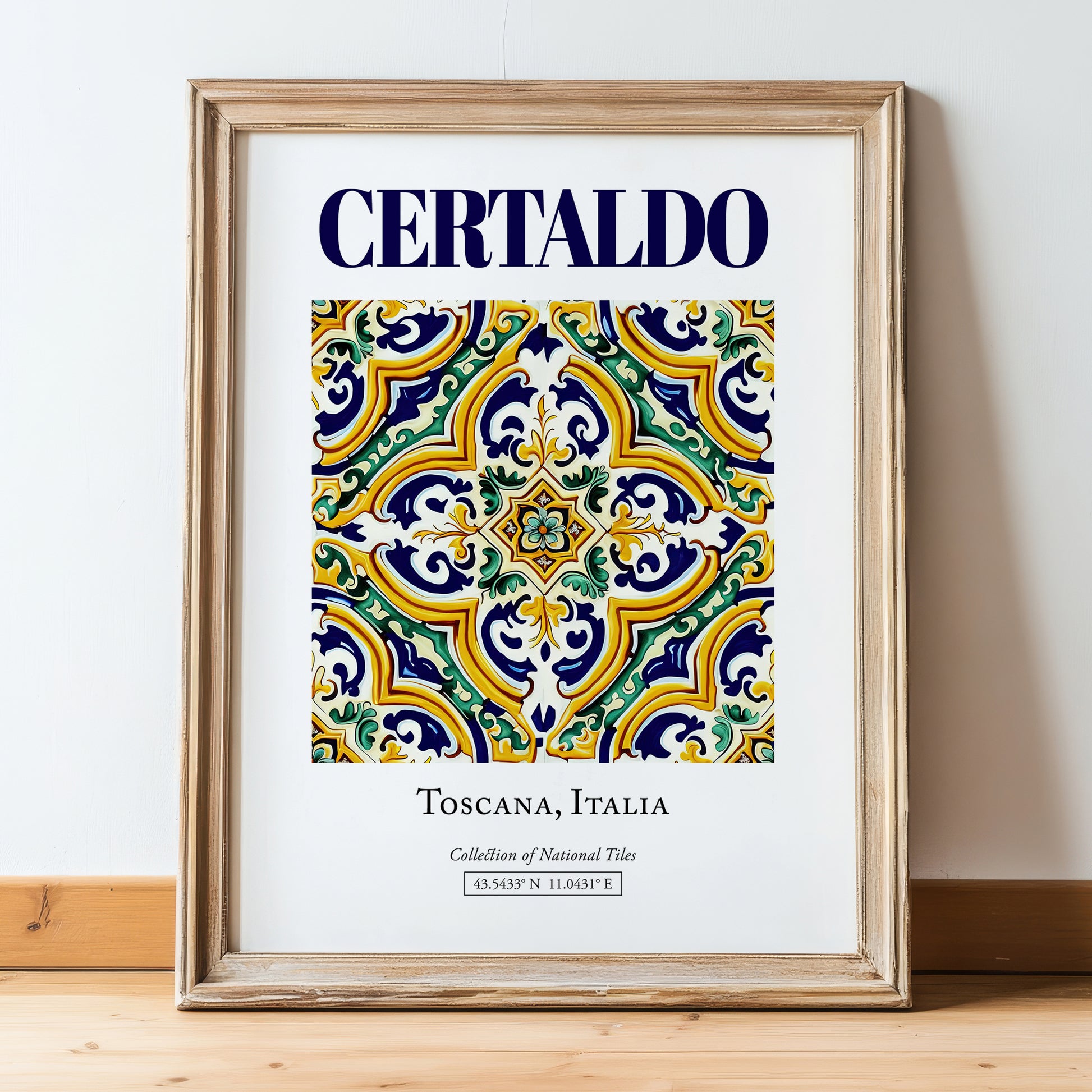 Certaldo, Italy – Travel Print, in wooden frame leaning on the floor