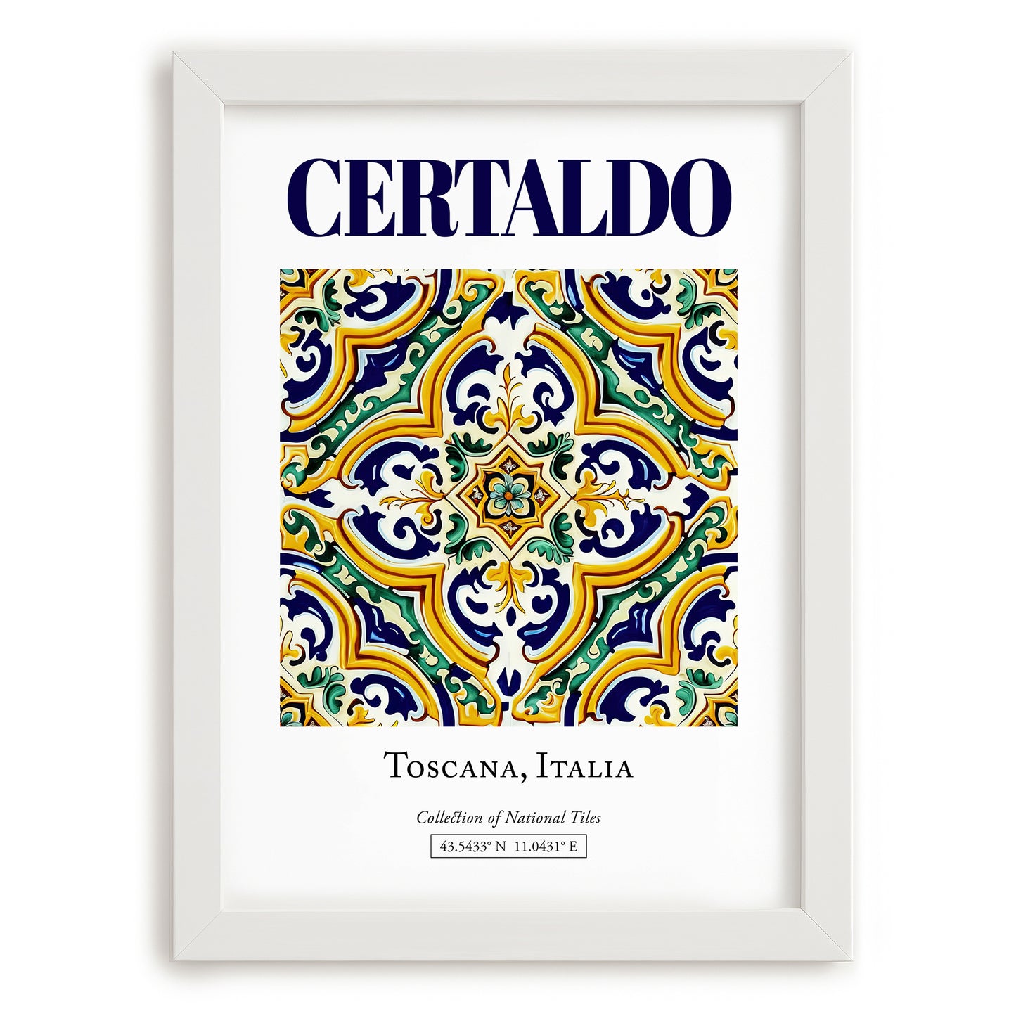 Certaldo, Italy – Travel Print, placed in minimal white frame