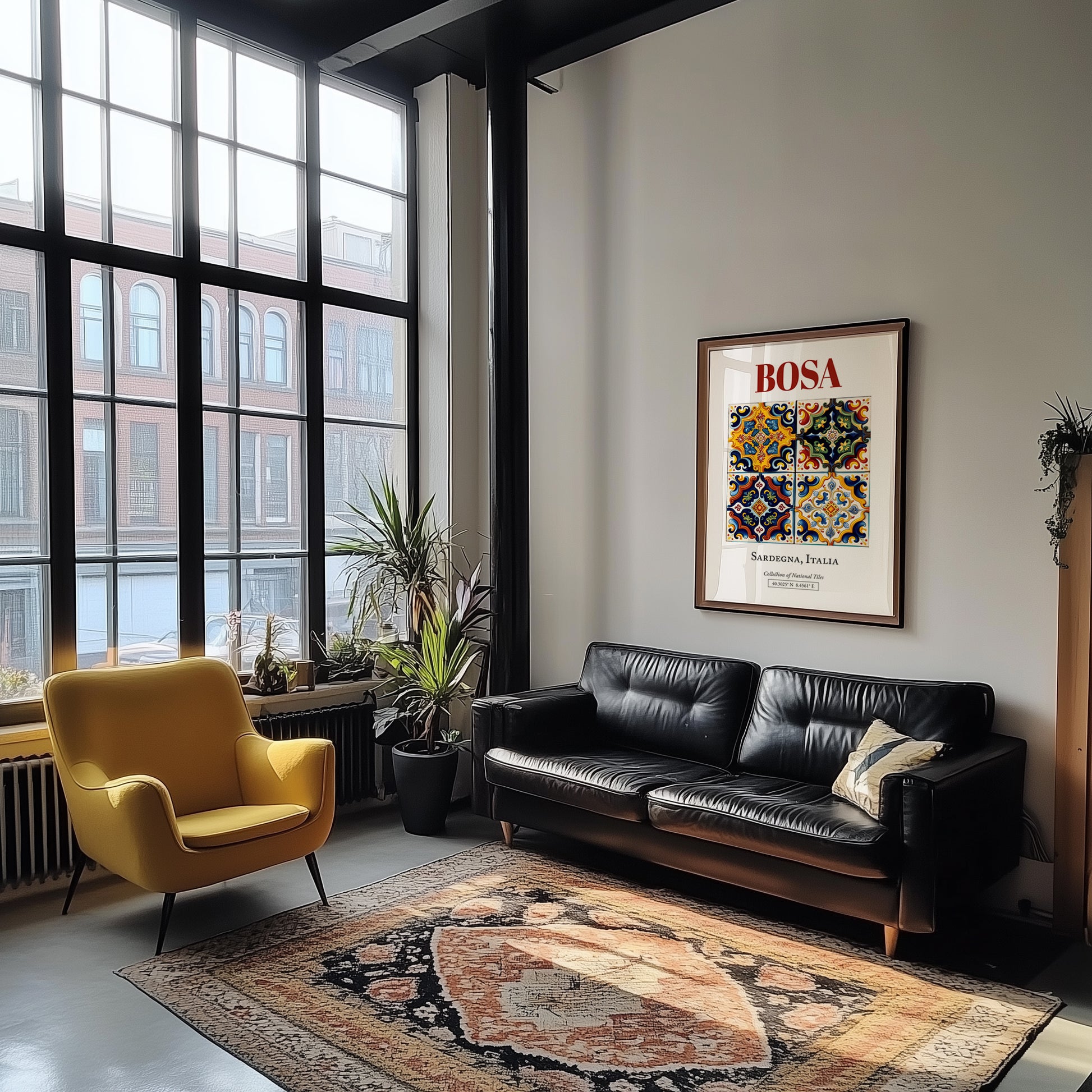 Bosa, Italy – Travel Wall Art, unframed on coastal sand