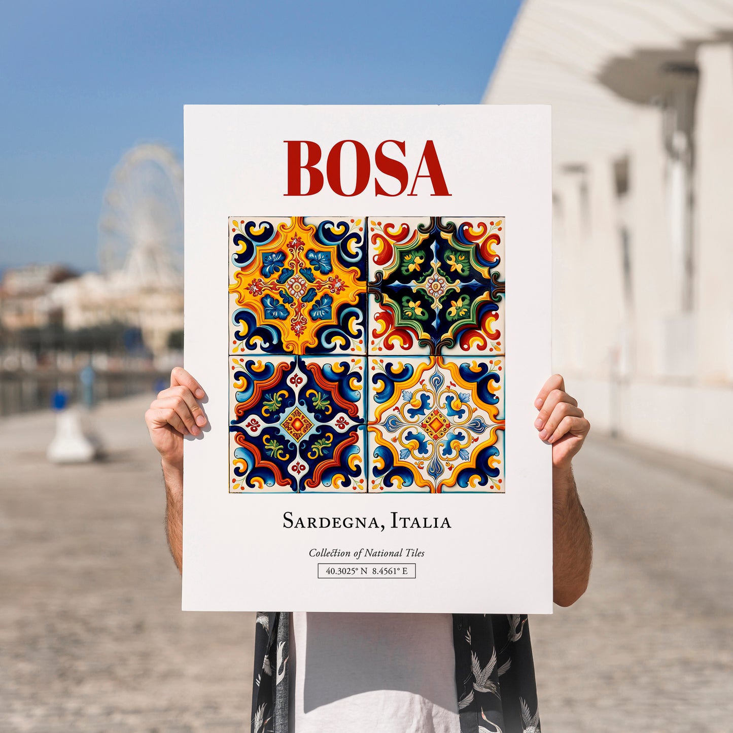 Bosa, Italy – Travel Wall Art, no-text version framed in wood