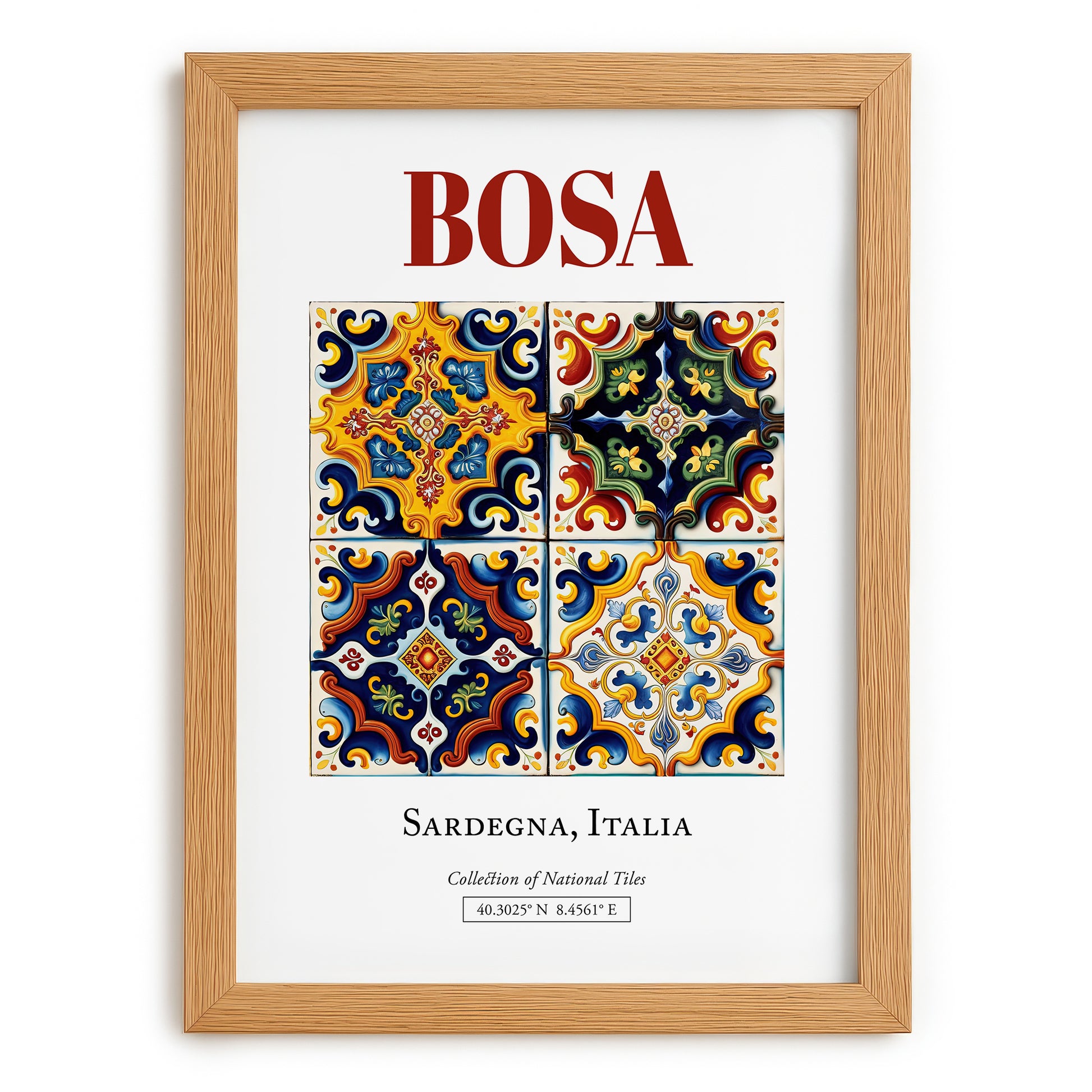 Bosa, Italy – Travel Wall Art, set in oak frame