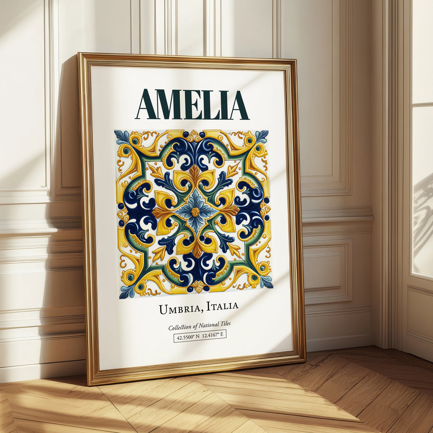 Amelia, Italy – Minimalist Travel Print, styled in a charming Paris street view