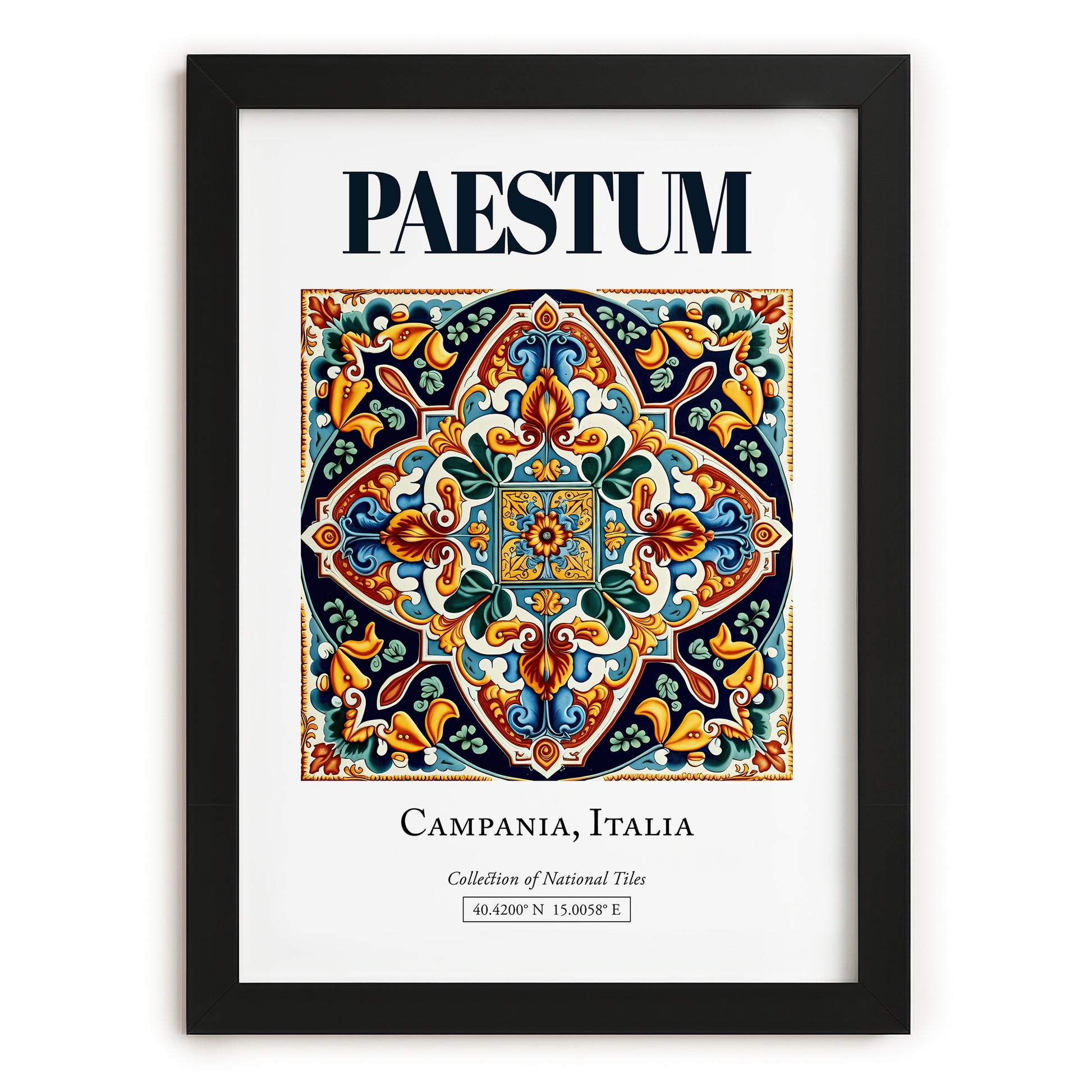 Paestum, Italy – Travel Poster, in sleek black frame