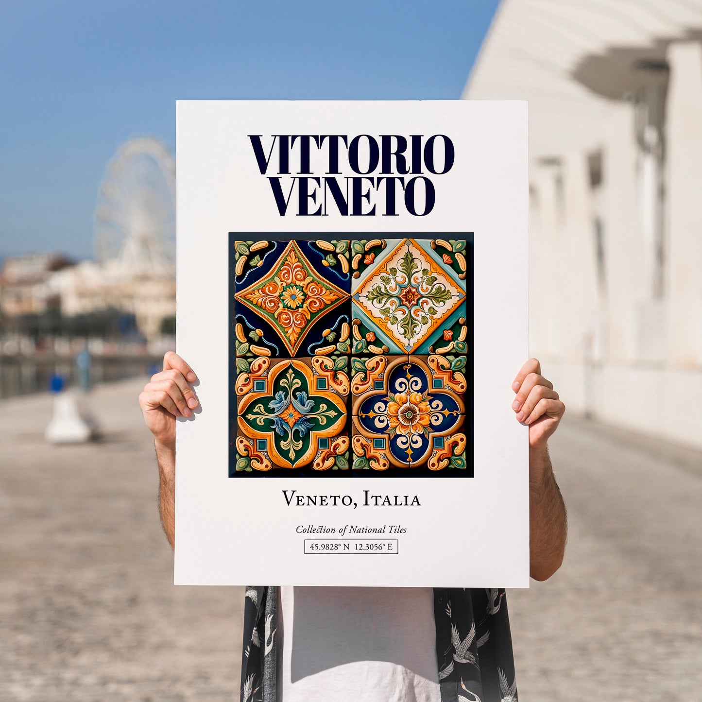 Vittorio Veneto, Italy – Travel Poster, no-text version framed in wood