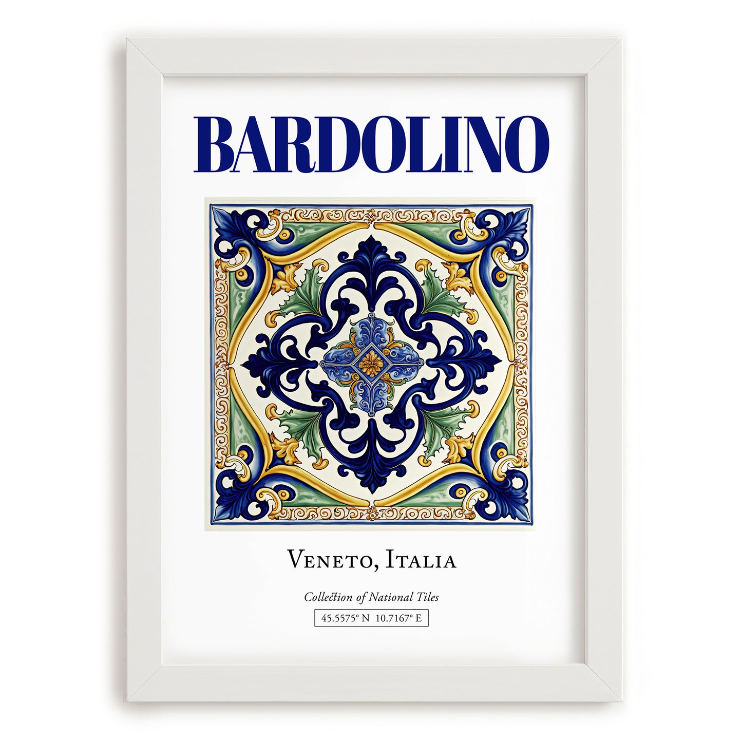 Bardolino, Italy – Vintage Travel Poster, placed in minimal white frame