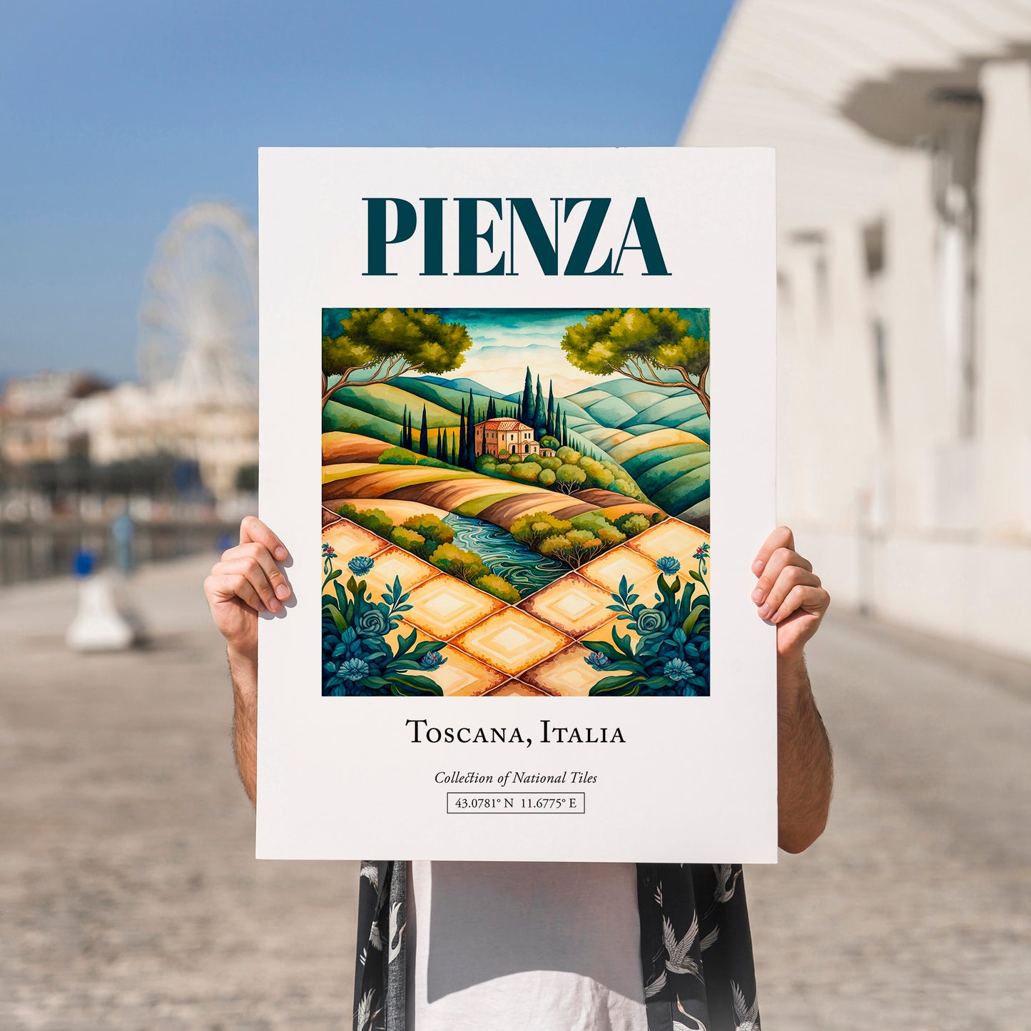 Pienza, Italy – Travel Wall Decor, no-text version framed in wood