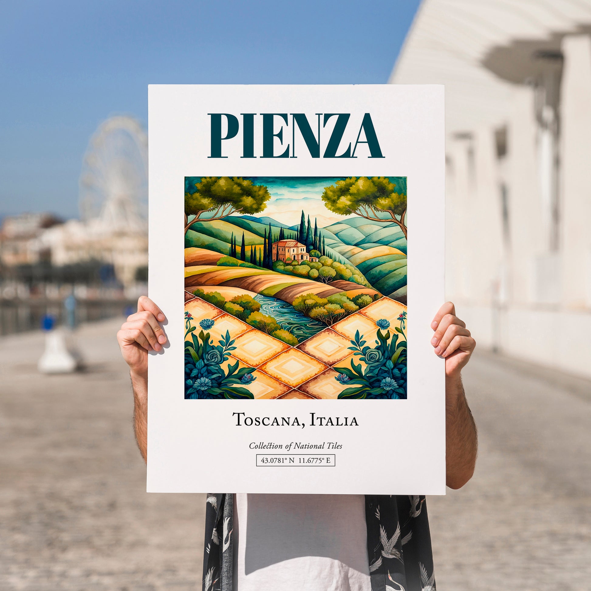 Pienza, Italy – Travel Wall Decor, no-text version framed in wood
