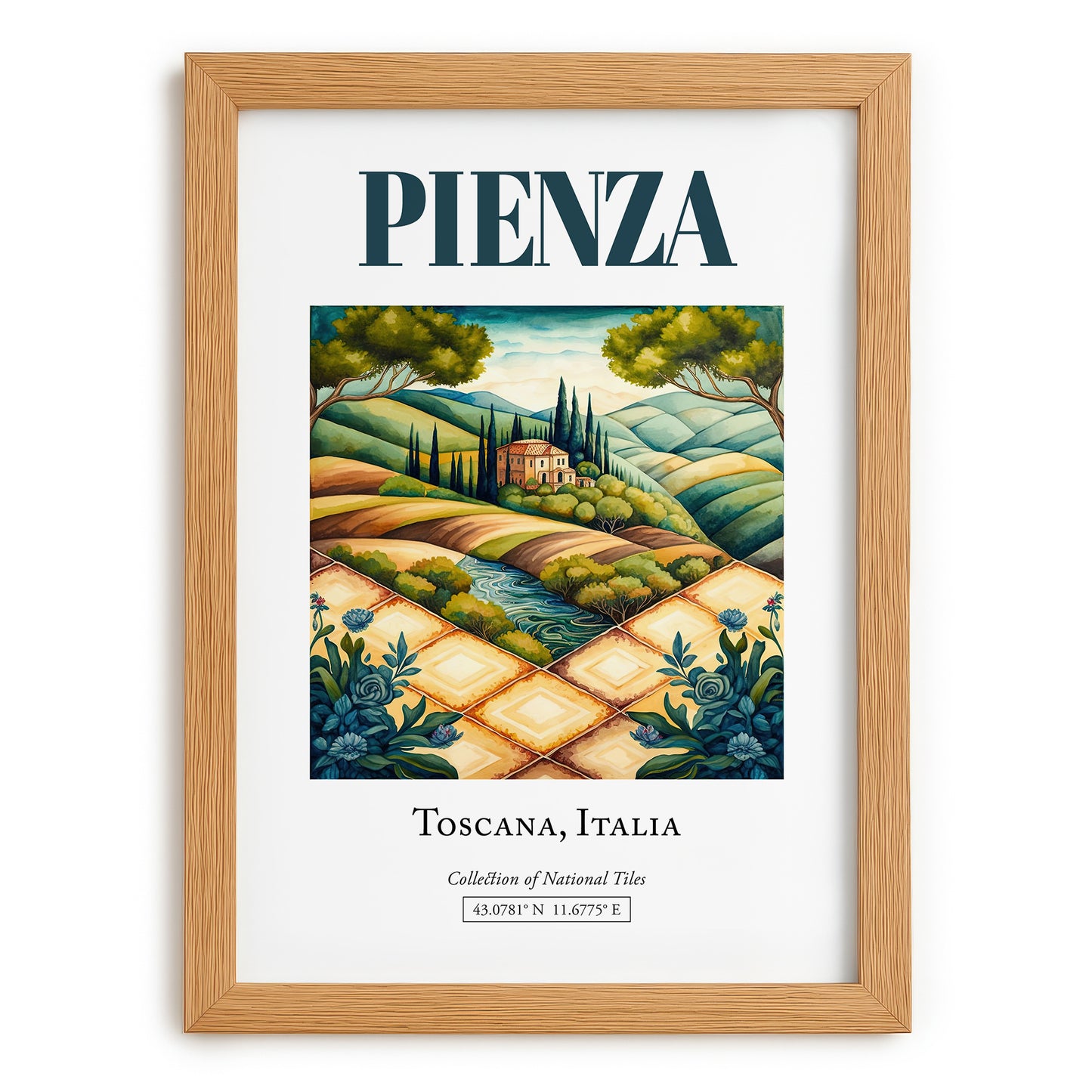 Pienza, Italy – Travel Wall Decor, set in oak frame