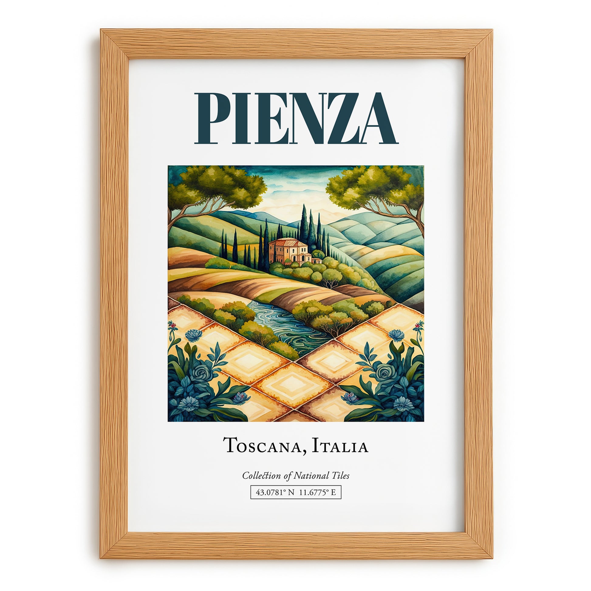Pienza, Italy – Travel Wall Decor, set in oak frame