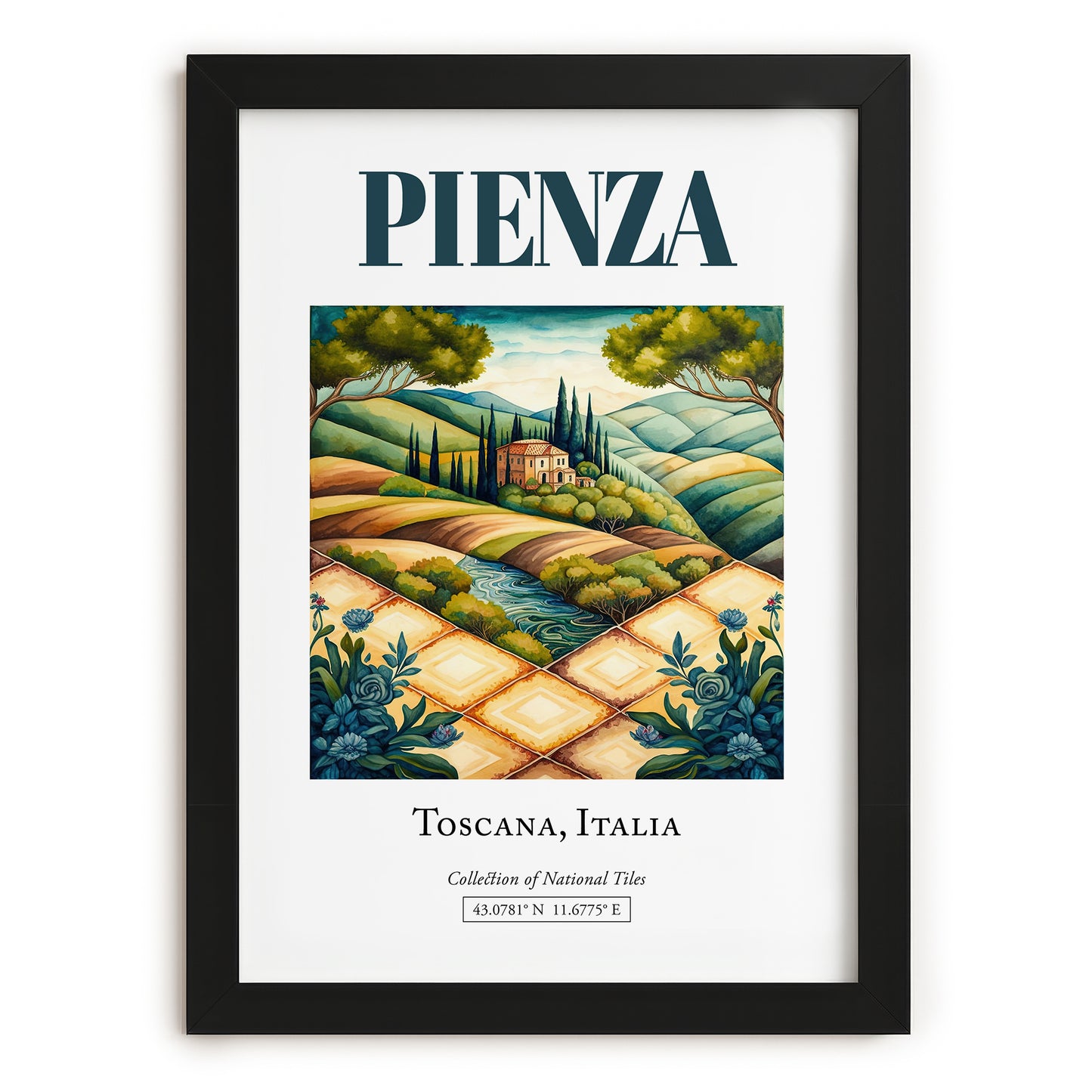 Pienza, Italy – Travel Wall Decor, in sleek black frame