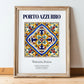 Porto Azzurro, Italy – Travel Poster, in wooden frame leaning on the floor