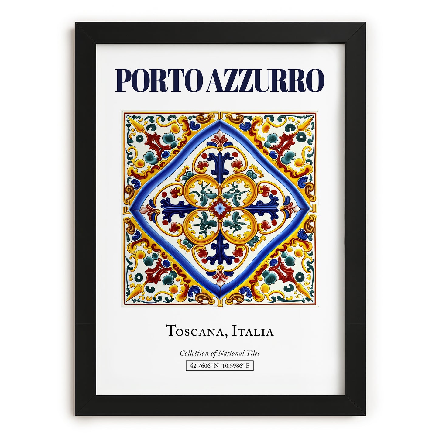 Porto Azzurro, Italy – Travel Poster, in sleek black frame