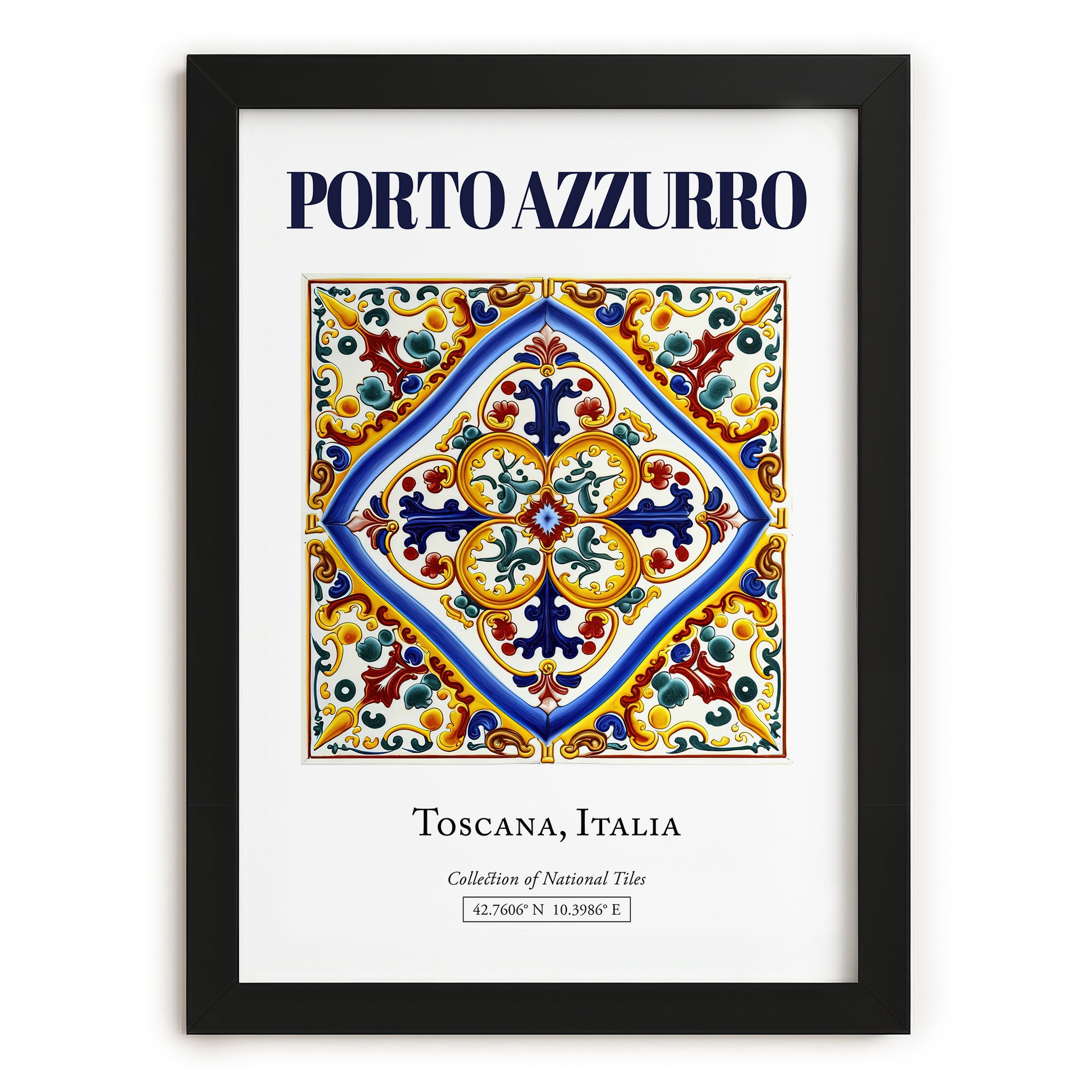 Porto Azzurro, Italy – Travel Poster, in sleek black frame