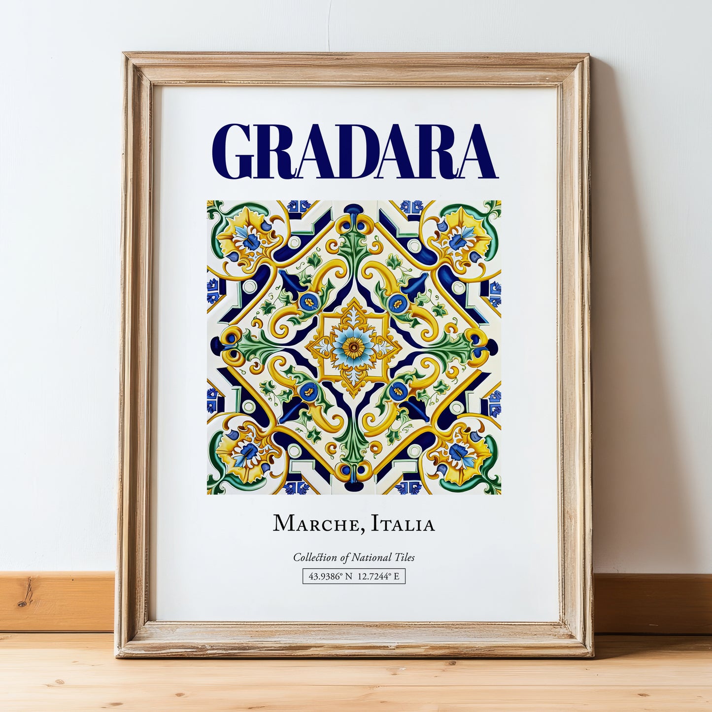 Gradara, Italy – Travel Print, in wooden frame leaning on the floor