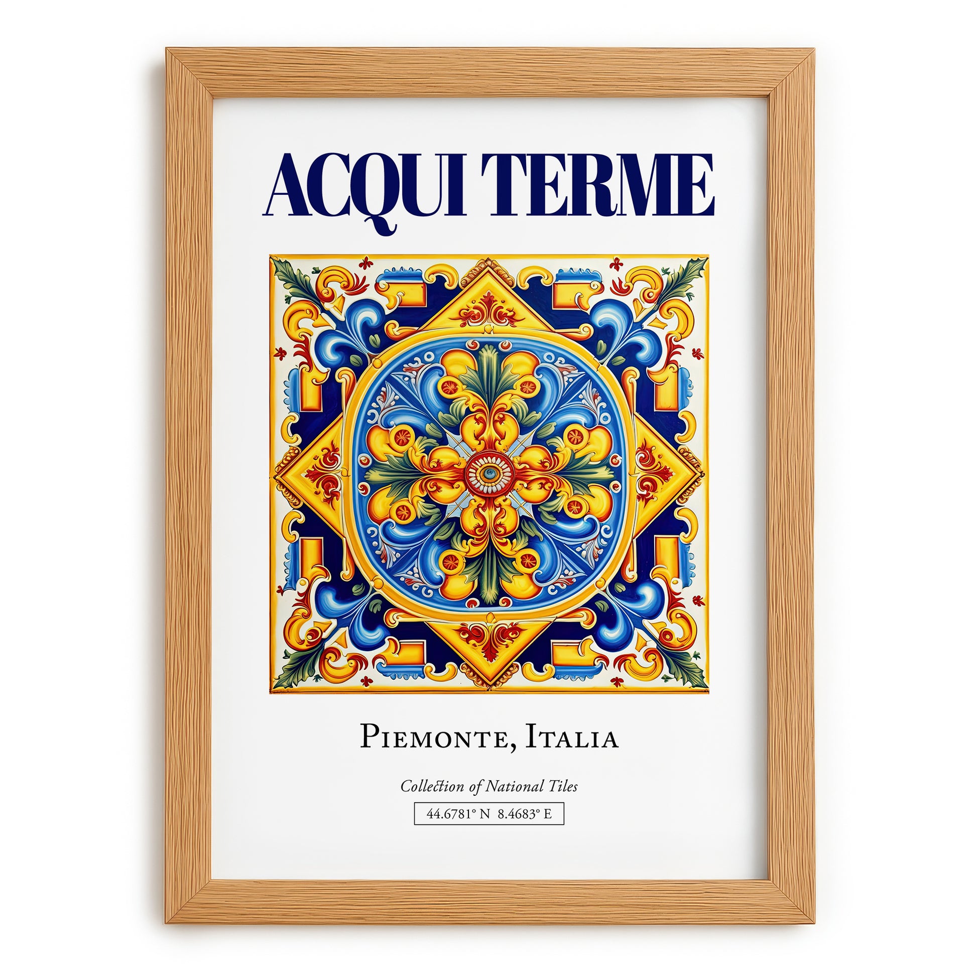 Acqui Terme, Italy – Retro Travel Poster, set in oak frame