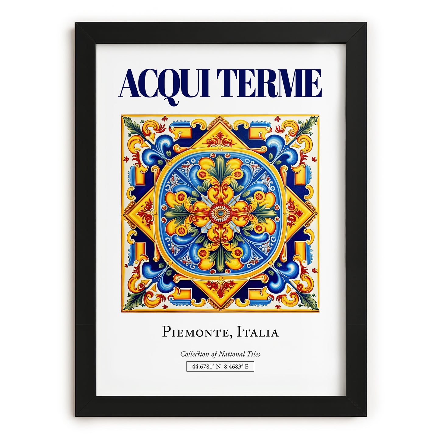 Acqui Terme, Italy – Retro Travel Poster, in sleek black frame