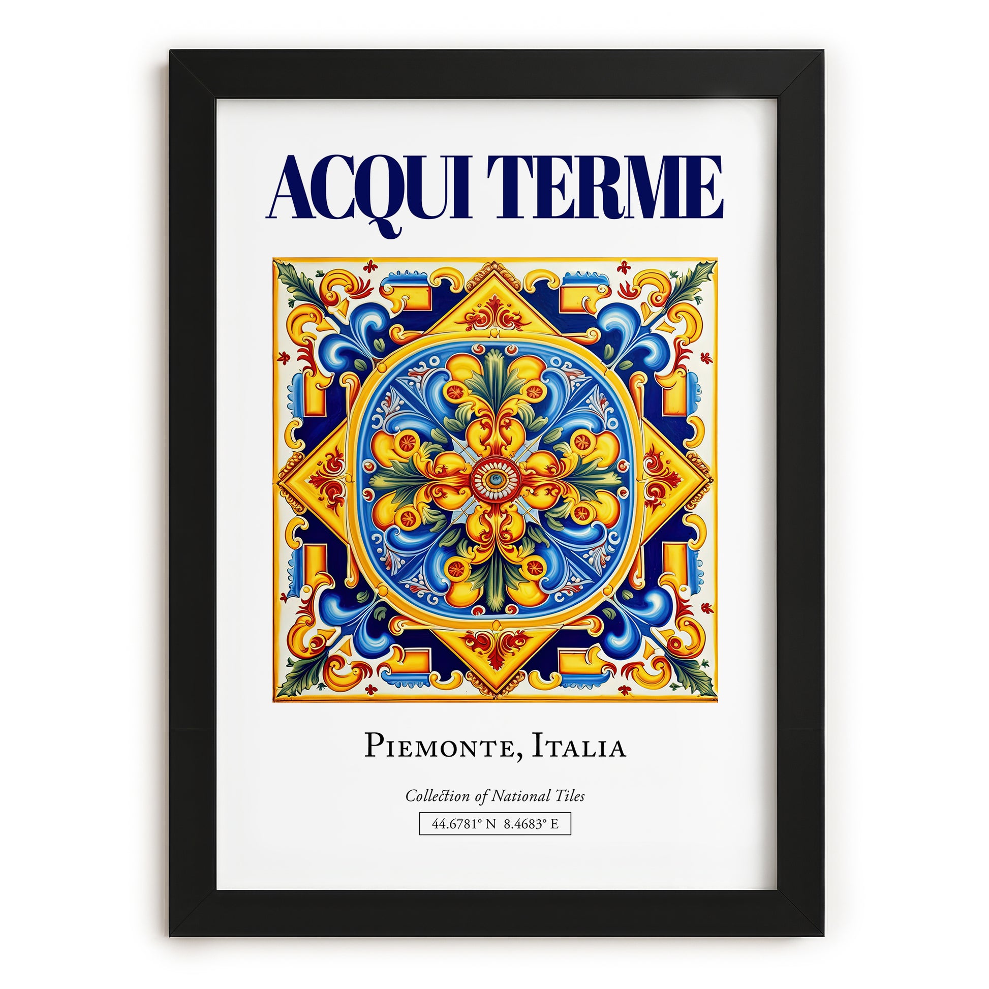 Acqui Terme, Italy – Retro Travel Poster, in sleek black frame