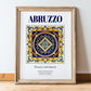 Abruzzo, Italy – Travel Destination Art, in wooden frame leaning on the floor
