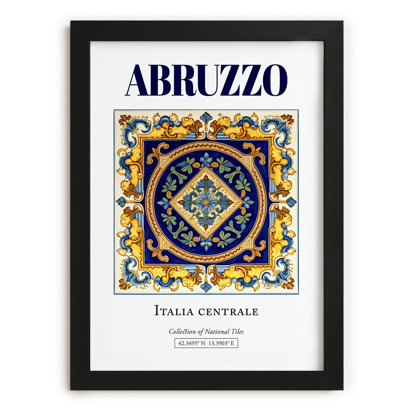 Abruzzo, Italy – Travel Destination Art, in sleek black frame