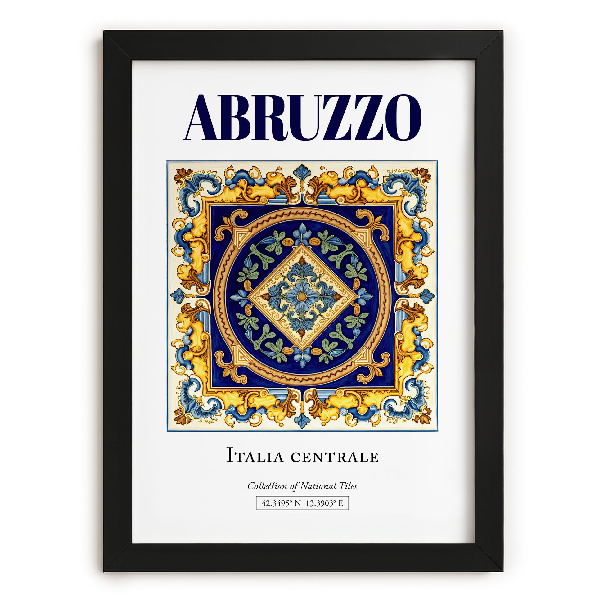 Abruzzo, Italy – Travel Destination Art, in sleek black frame