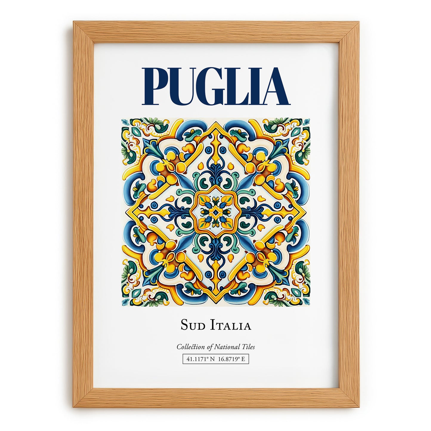 Puglia (Apulia), Italy – Travel Poster, set in oak frame