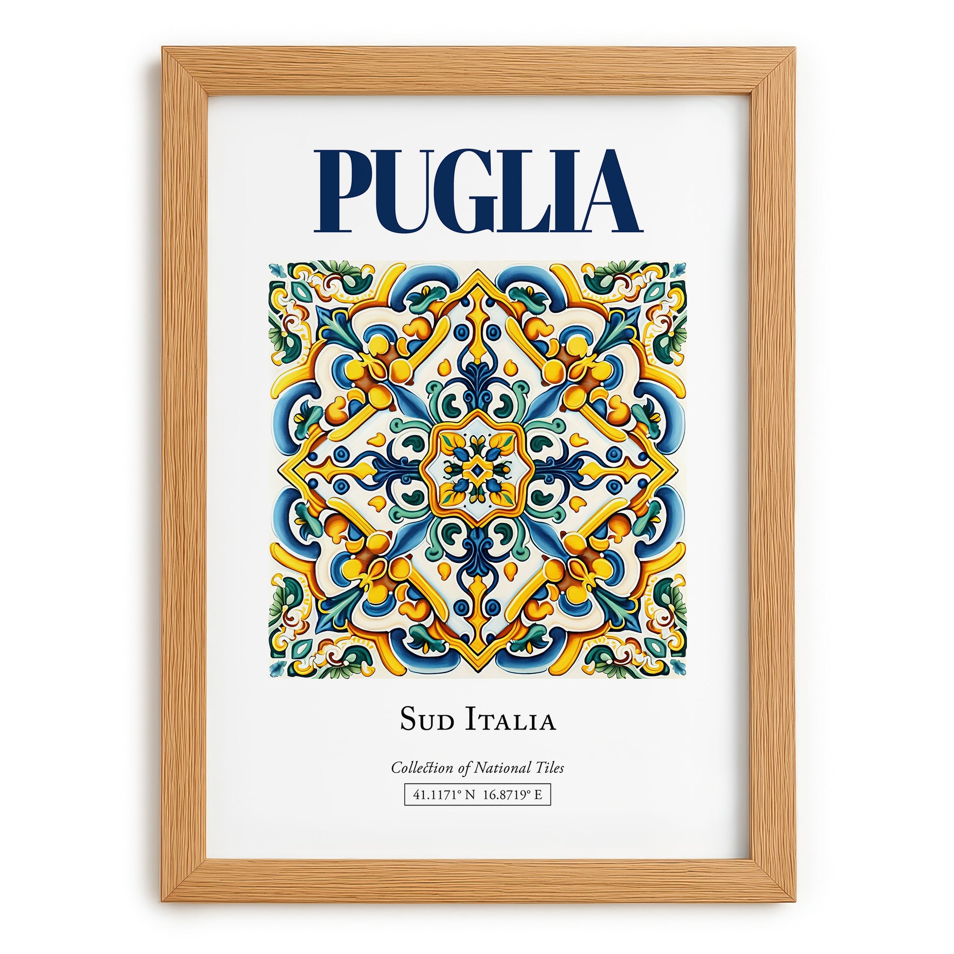 Puglia (Apulia), Italy – Travel Poster, set in oak frame