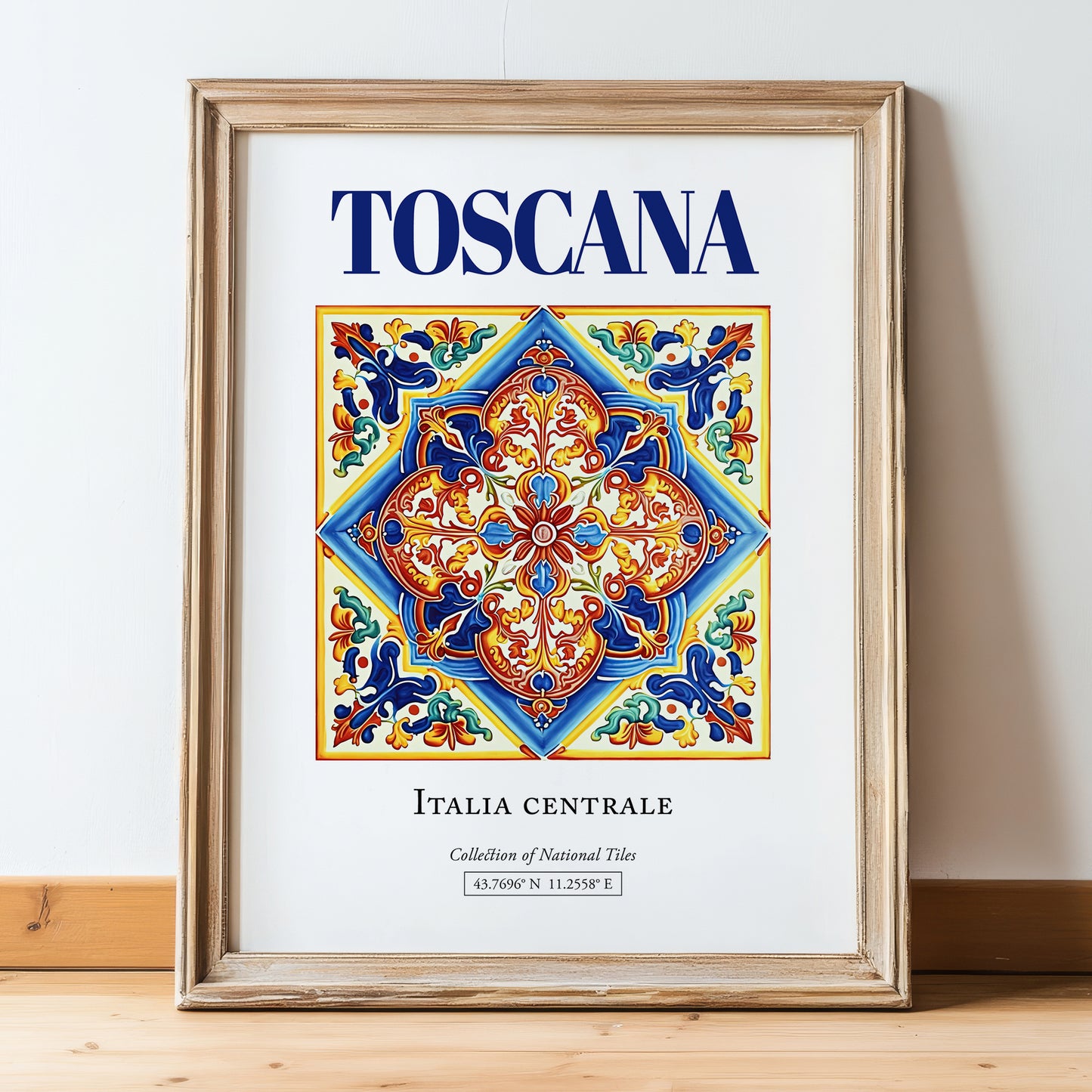 Toscana (Tuscany), Italy – Travel Wall Decor, in wooden frame leaning on the floor