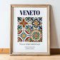 Veneto, Italy – Travel Poster, in wooden frame leaning on the floor