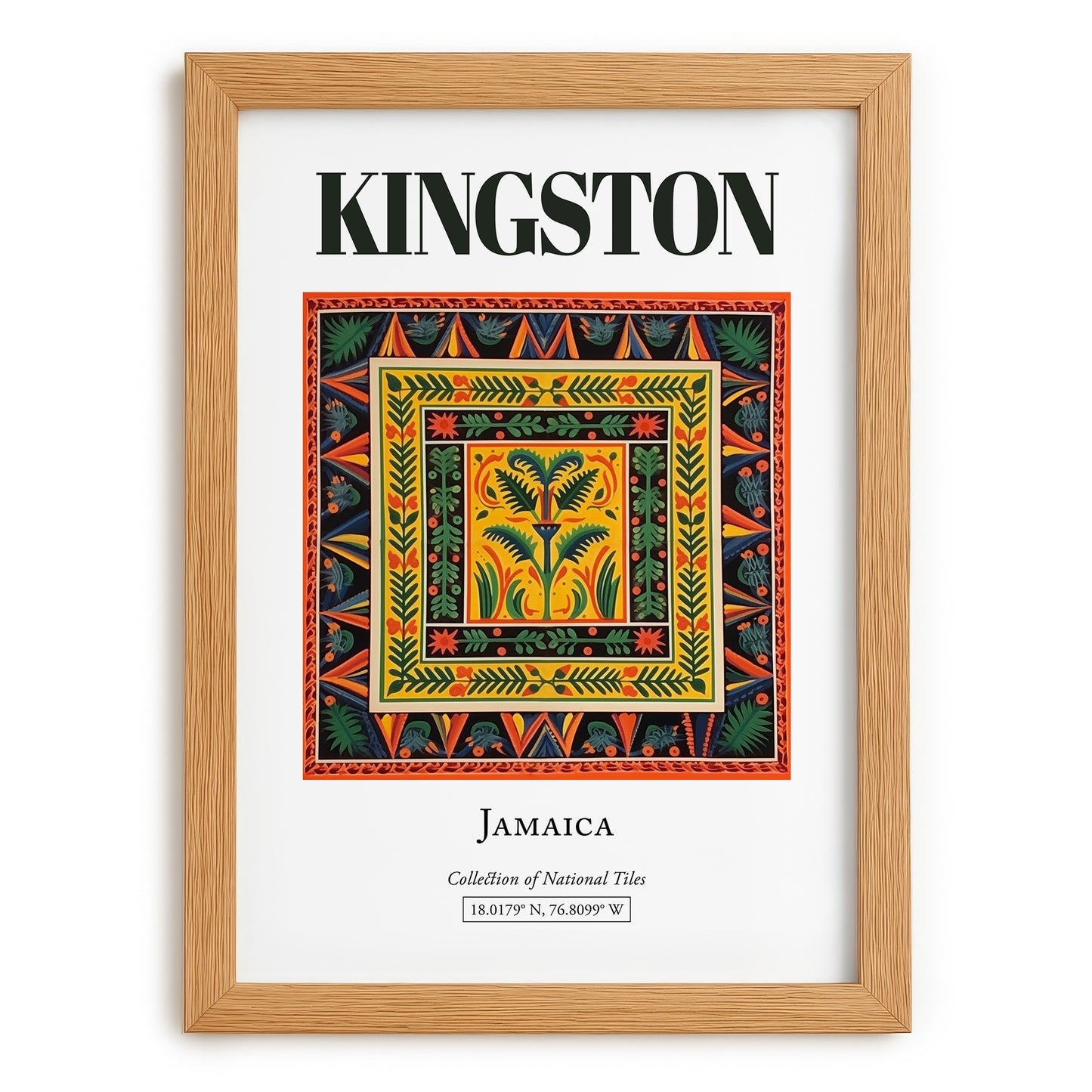 Kingston, Jamaica – Travel Wall Art, set in oak frame