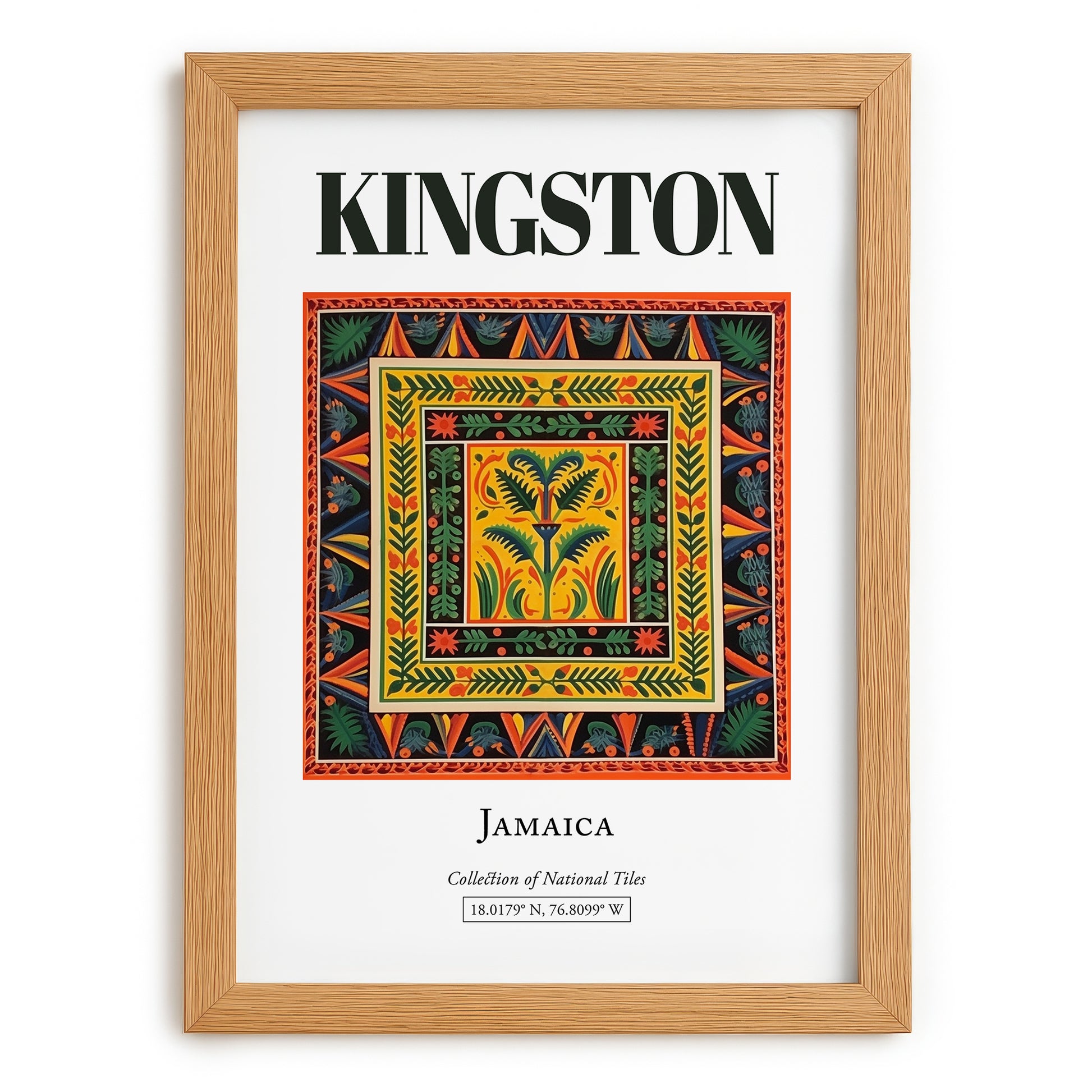 Kingston, Jamaica – Travel Wall Art, set in oak frame