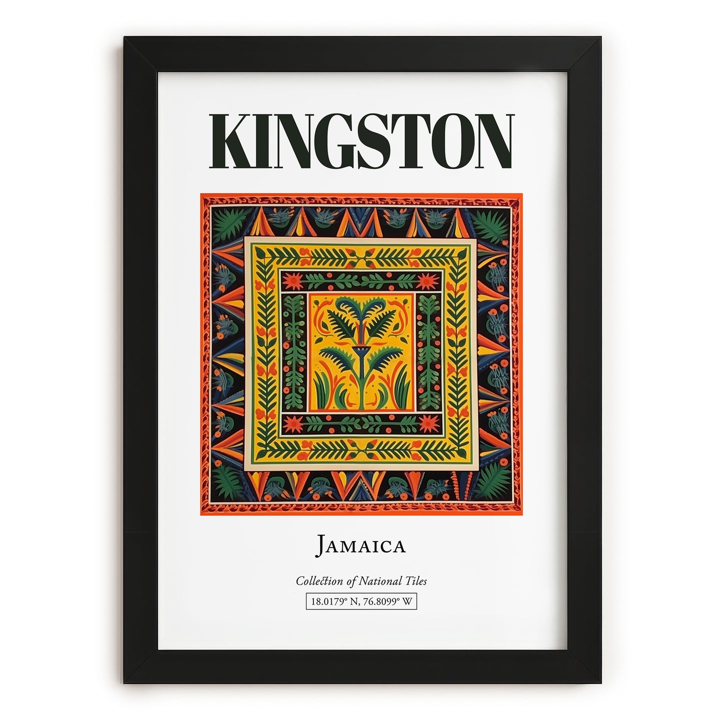 Kingston, Jamaica – Travel Wall Art, in sleek black frame