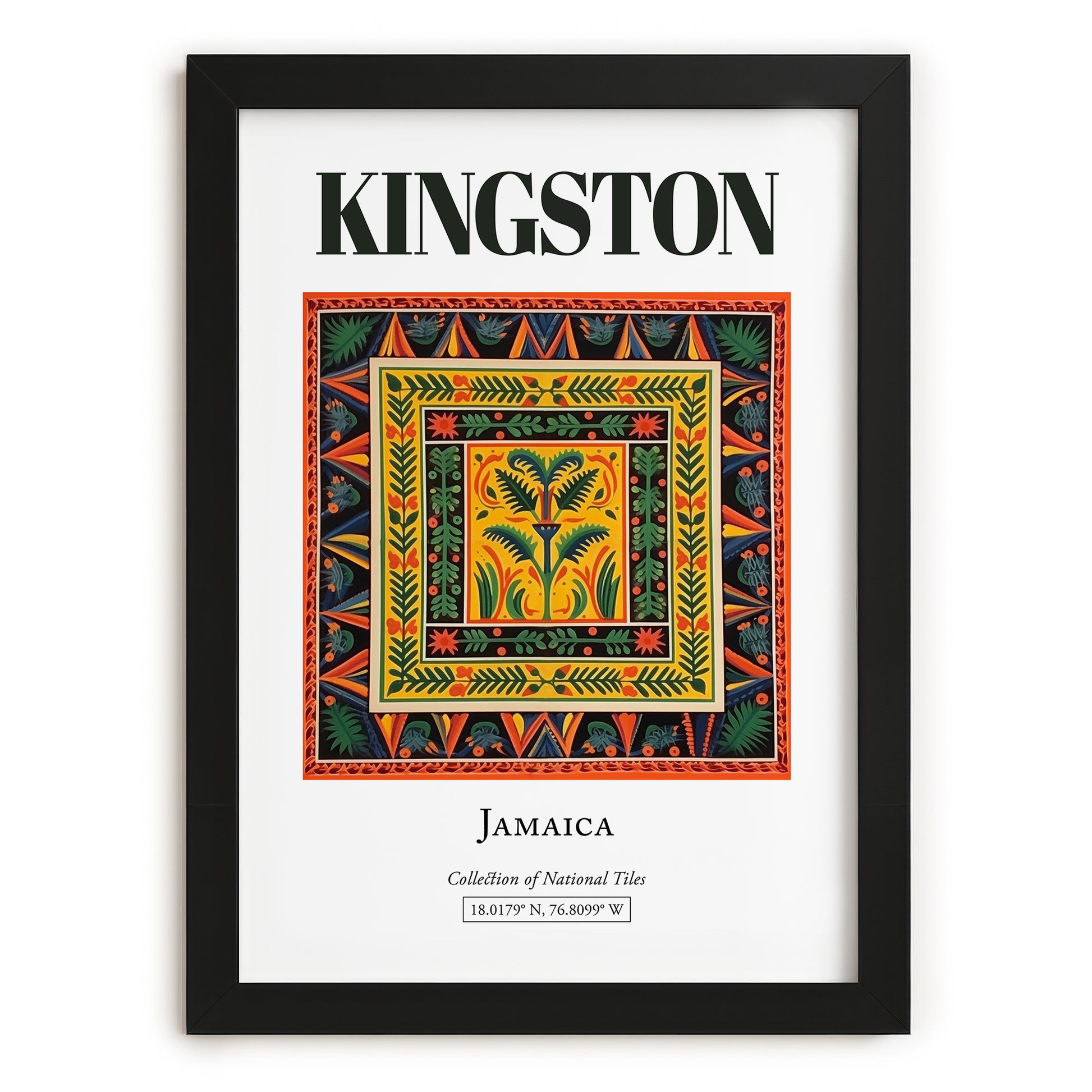 Kingston, Jamaica – Travel Wall Art, in sleek black frame