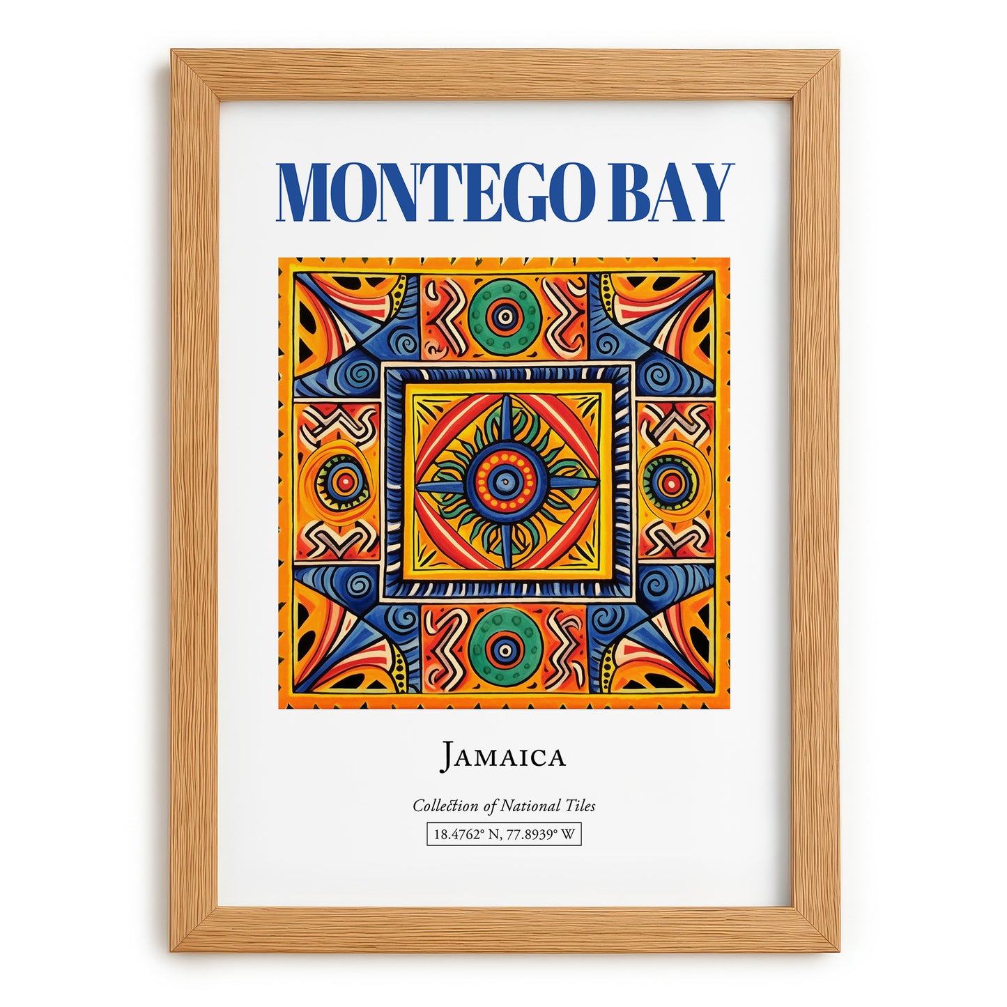 Montego Bay, Jamaica – Travel Wall Art, set in oak frame