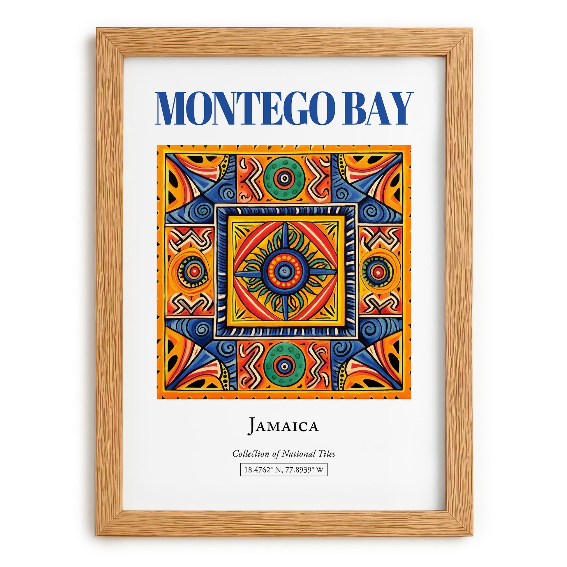 Montego Bay, Jamaica – Travel Wall Art, set in oak frame