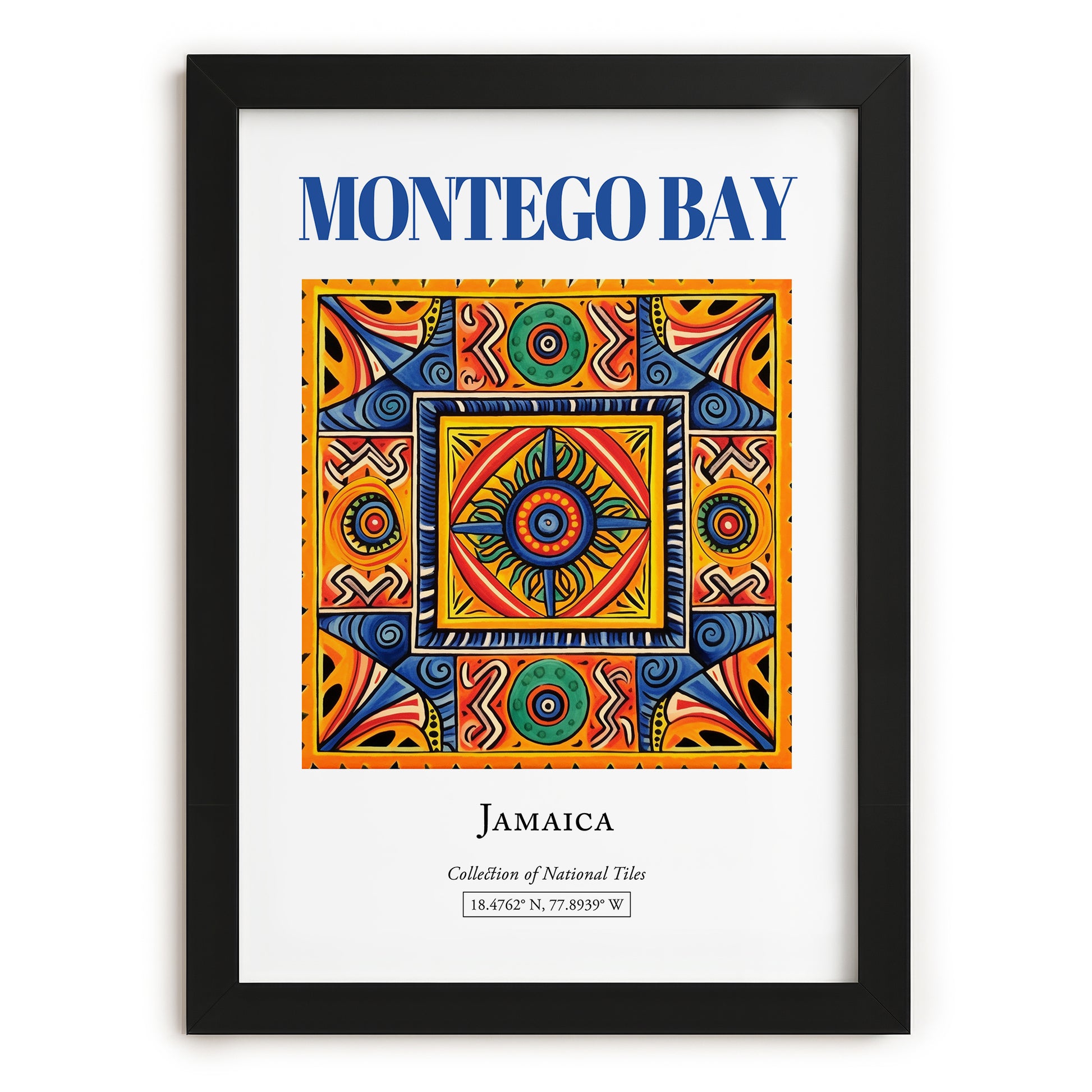 Montego Bay, Jamaica – Travel Wall Art, in sleek black frame