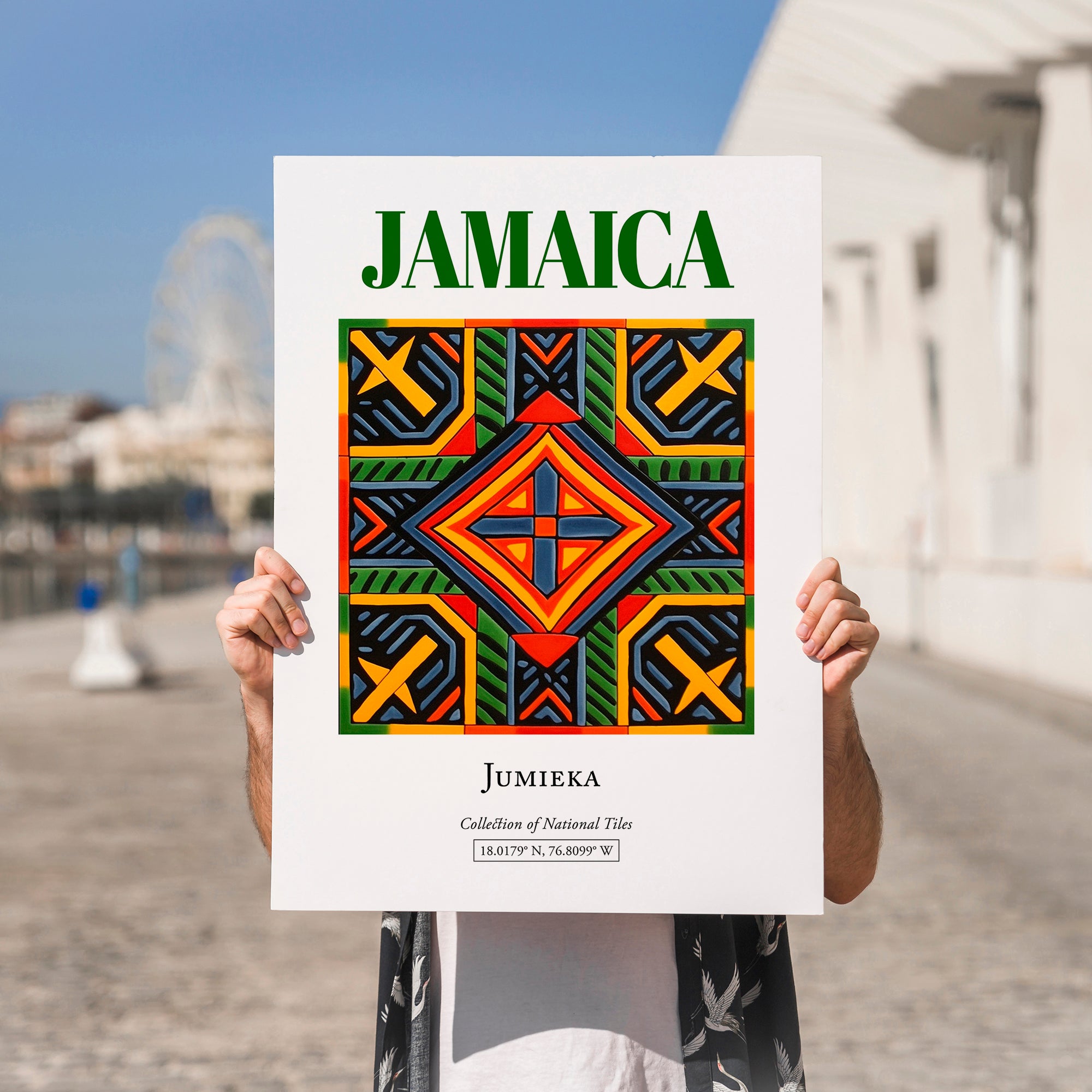 Jamaica, Jamaica – Travel Poster, no-text version framed in wood