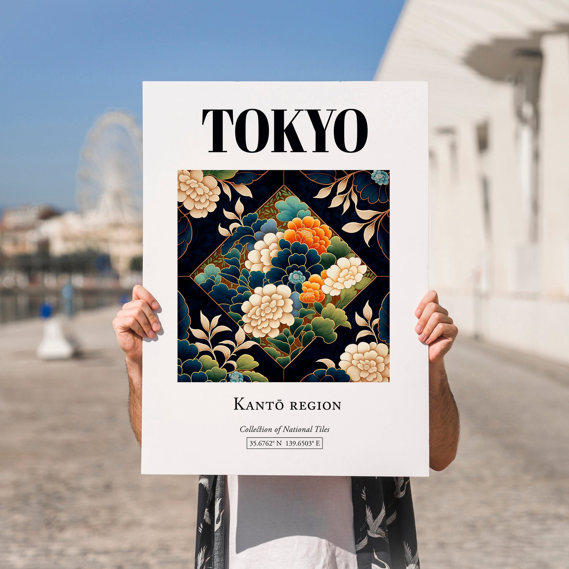 Tokyo, Japan – Travel Poster, no-text version framed in wood